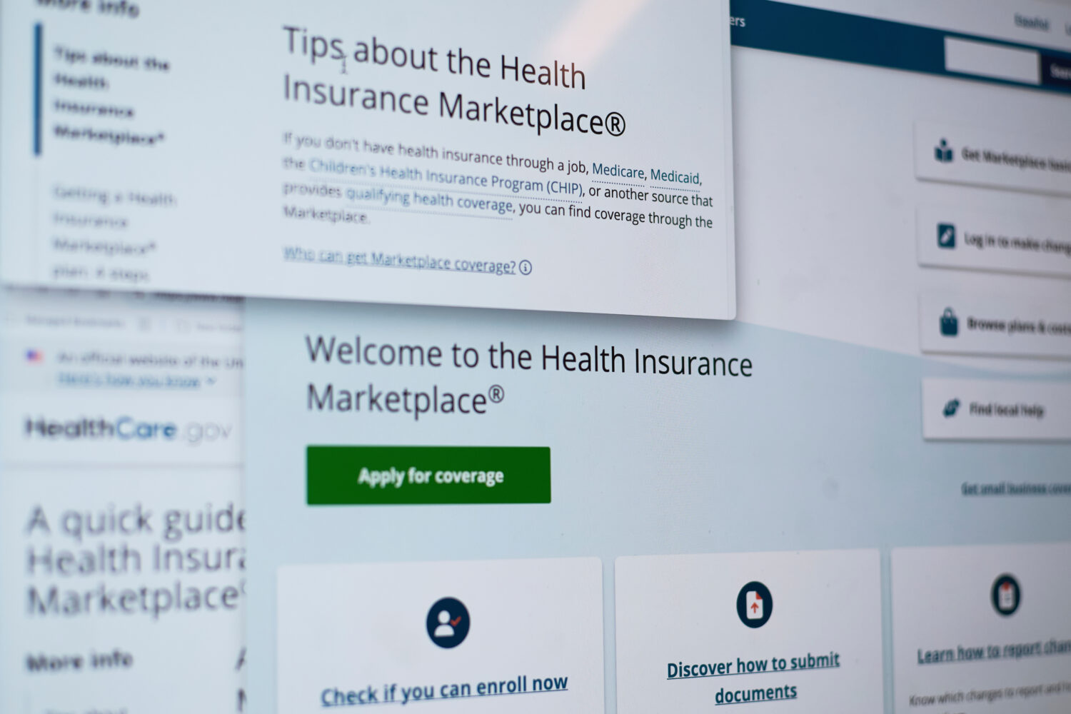 FILE - Pages from the U.S. Affordable Care Act health insurance website healthcare.gov are seen on ...