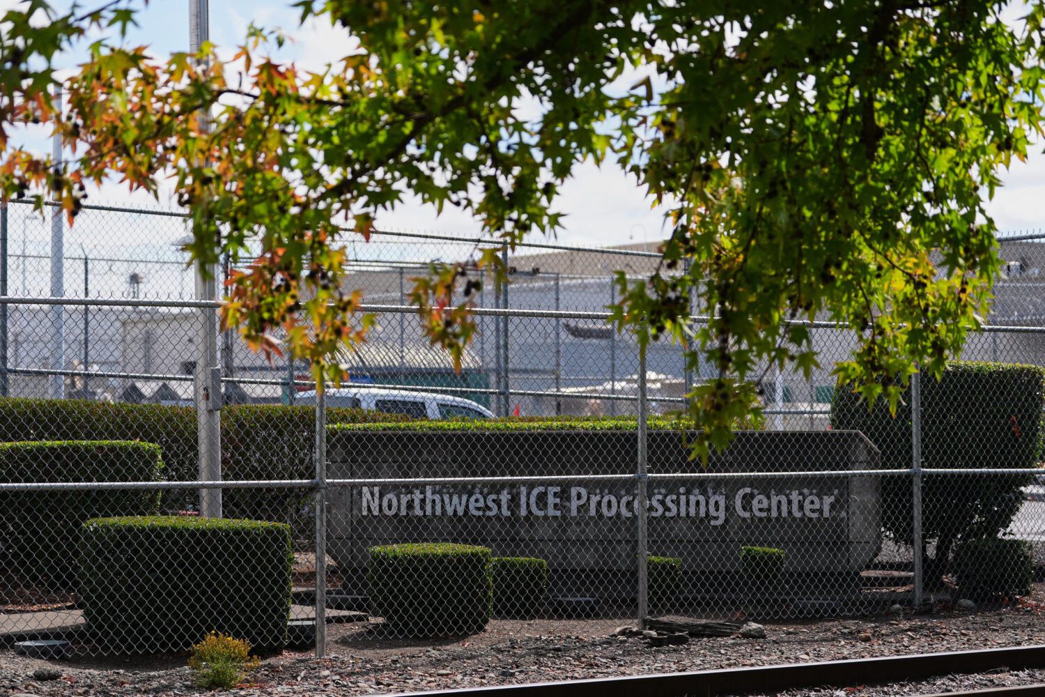 The entrance to the Northwest U.S. Immigration and Customs Enforcement Processing Center is seen, A...