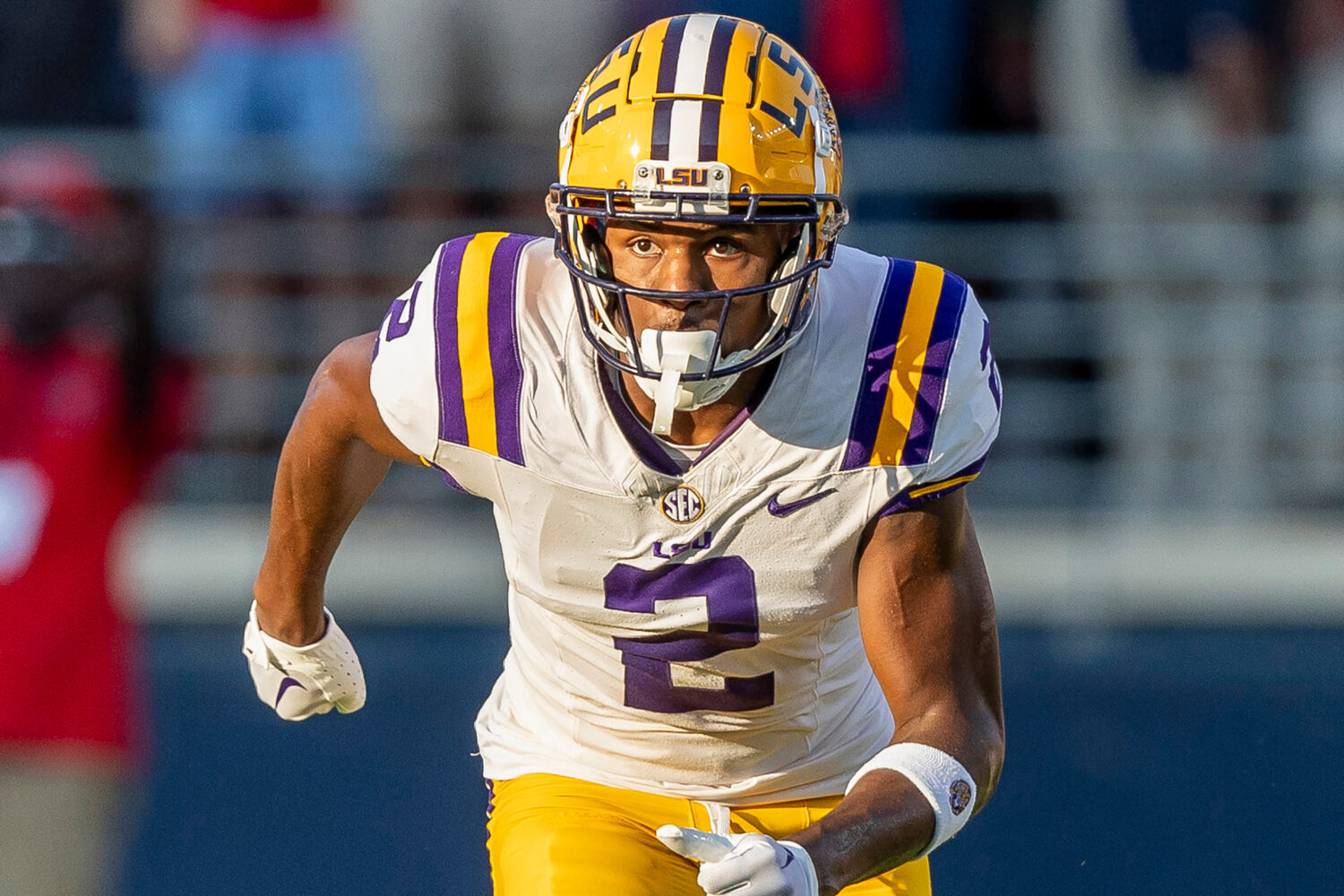 FILE - LSU wide receiver Kyren Lacy looks on during the first half of an NCAA football game, Sept. ...