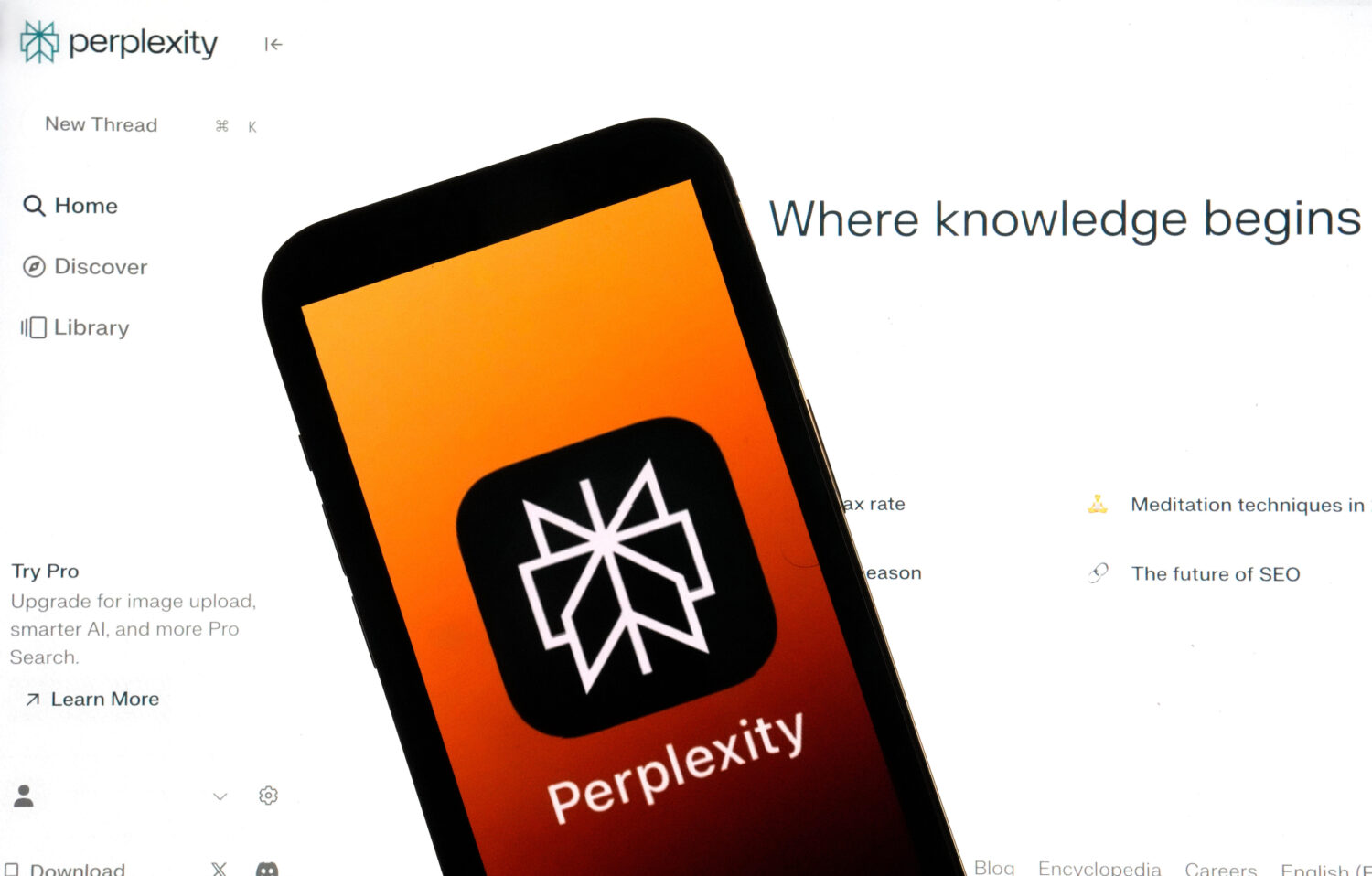 FILE - The Perplexity website and logo are shown in this photo, in New York, Friday, July 5, 2024. ...