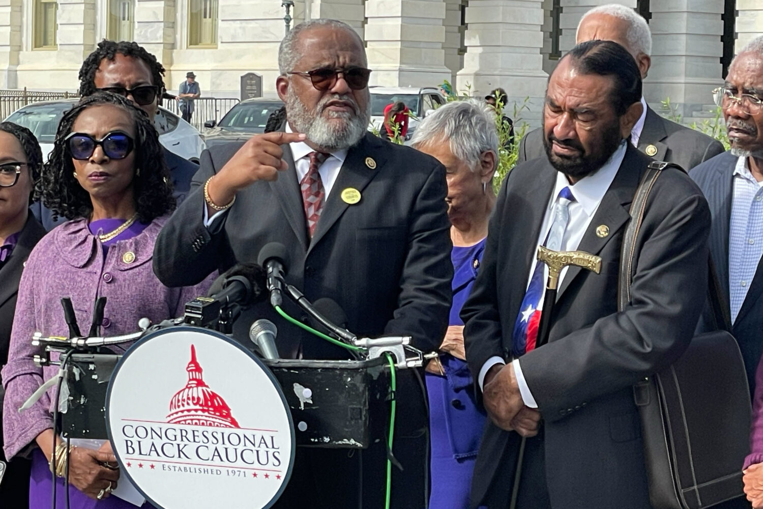 Rep. Troy Carter, D-La., and other members of the Congressional Black Caucus speak outside the U.S....