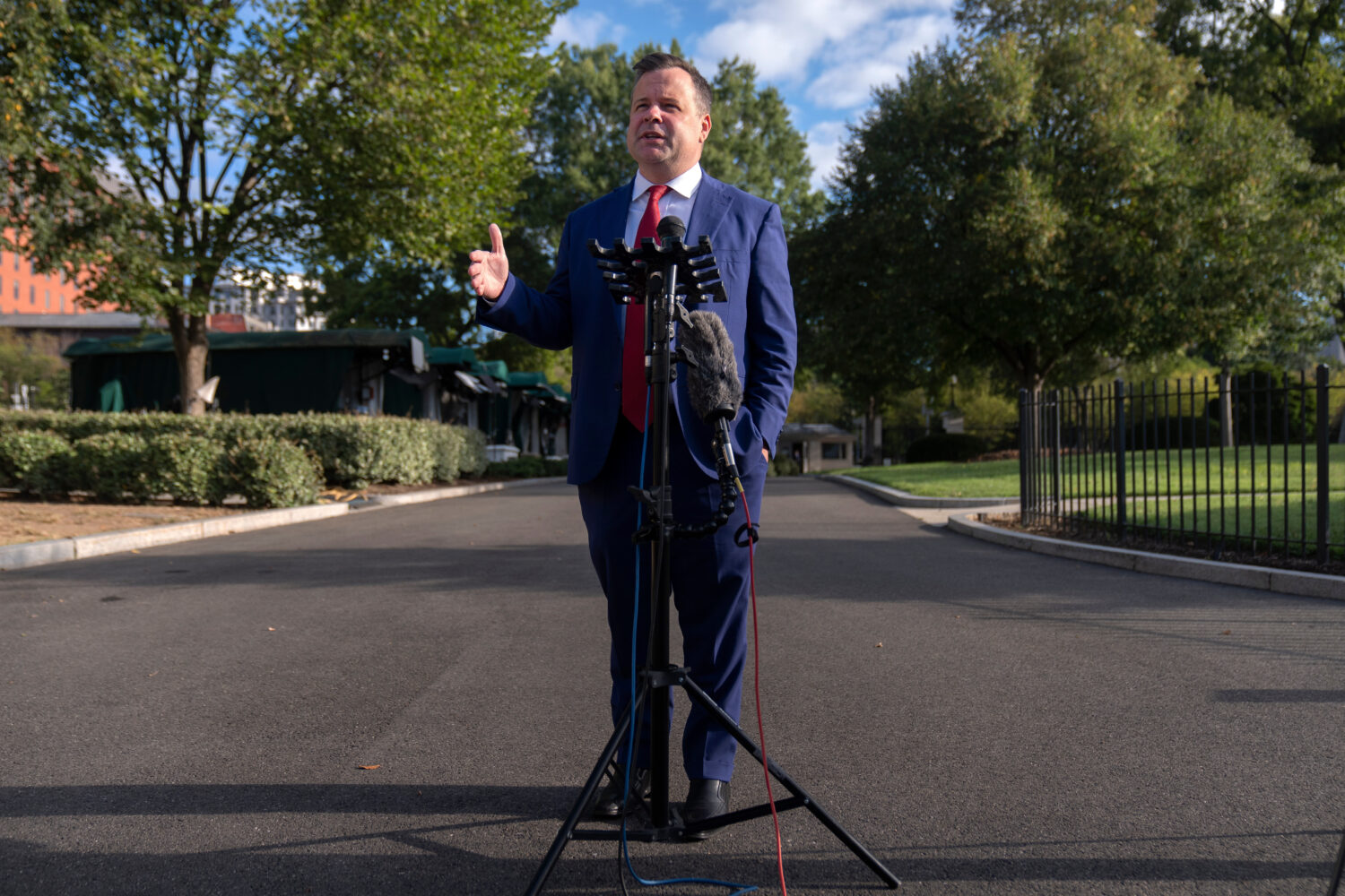 FILE - Director of the Federal Housing Finance Agency Bill Pulte speaks with reporters at the White...