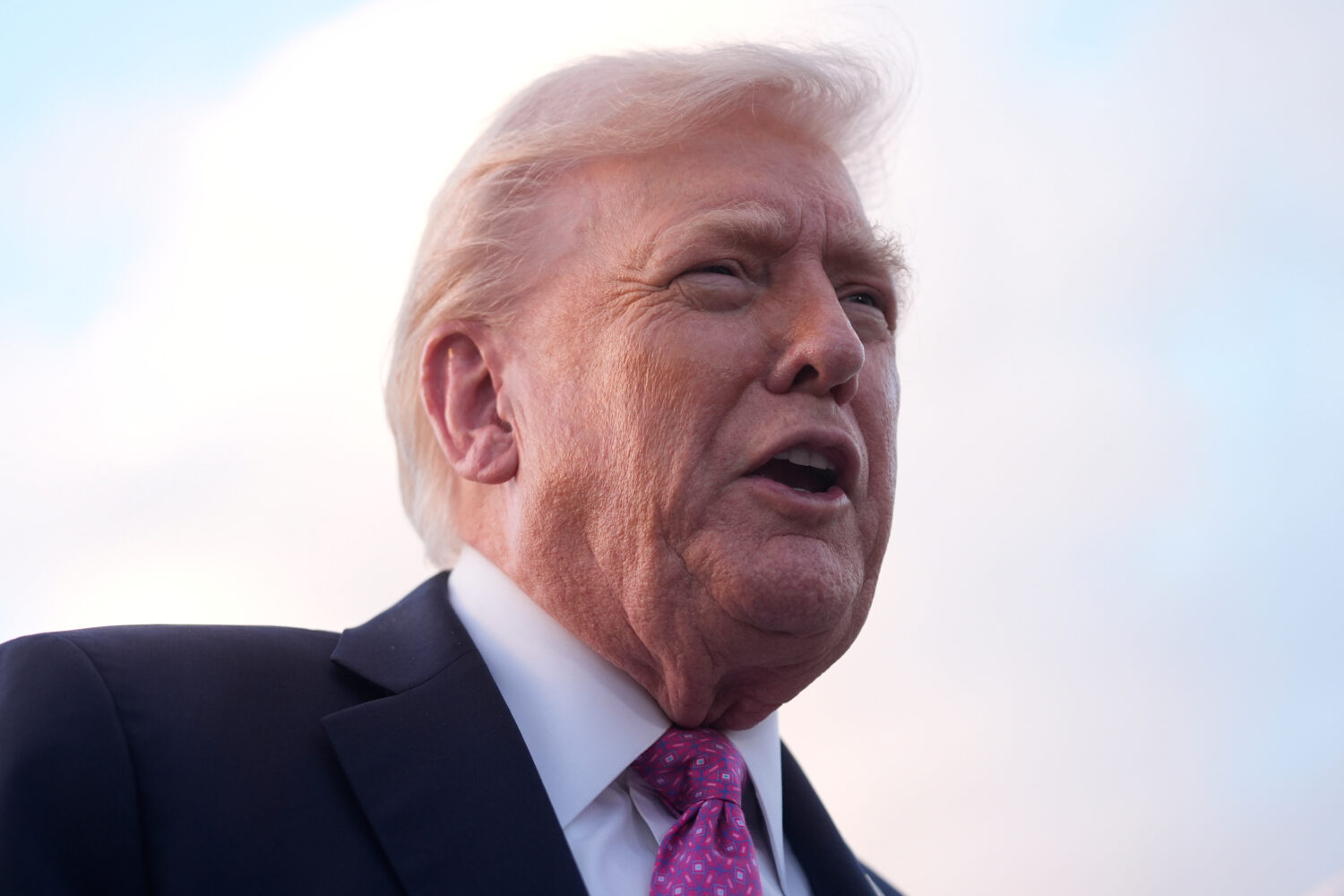President Donald Trump speaks to reporters after arriving on Air Force One, Friday, Oct. 17, 2025, ...