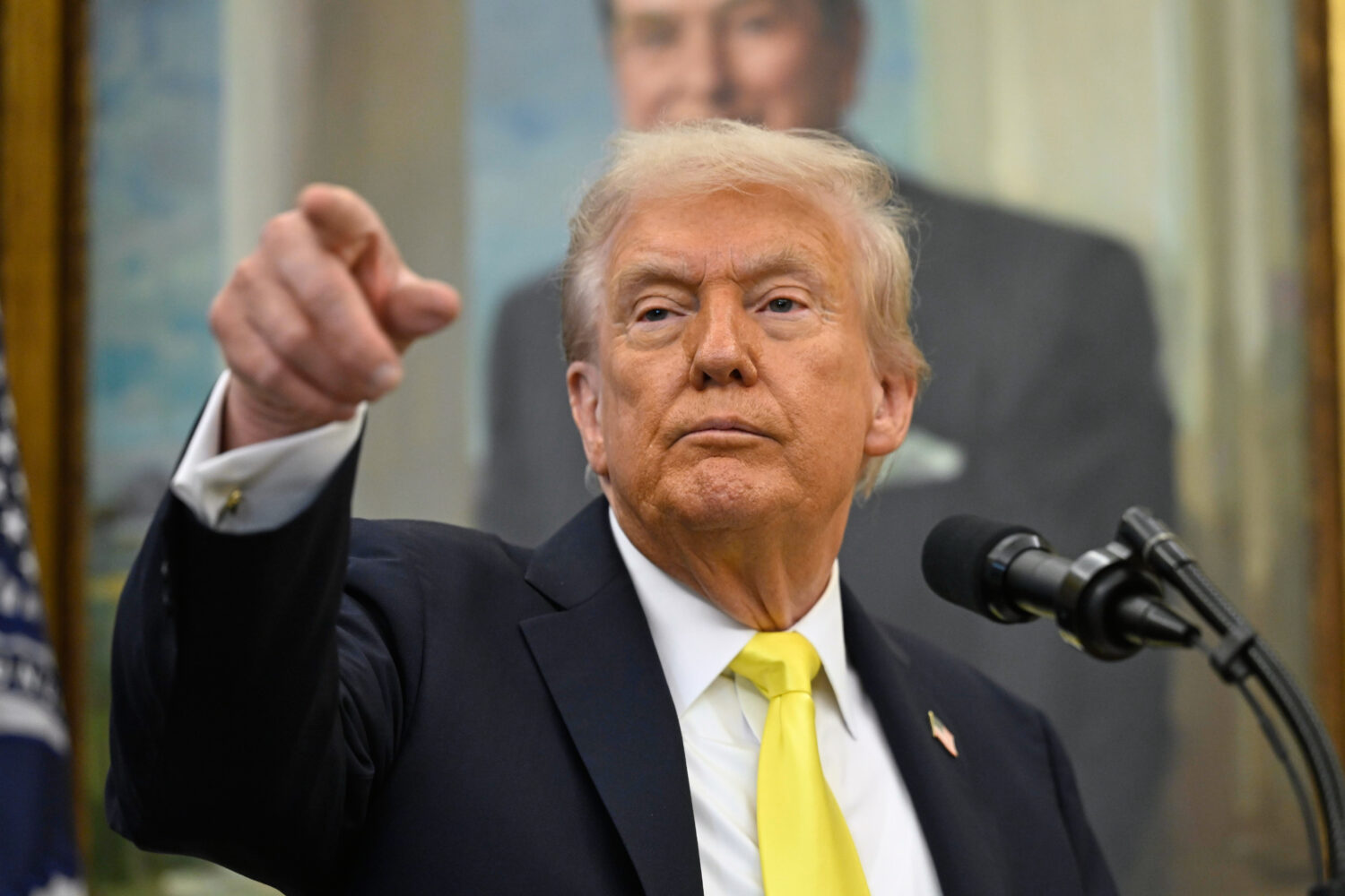 President Donald Trump speaks during an event in the Oval Office at the White House, Wednesday, Oct...