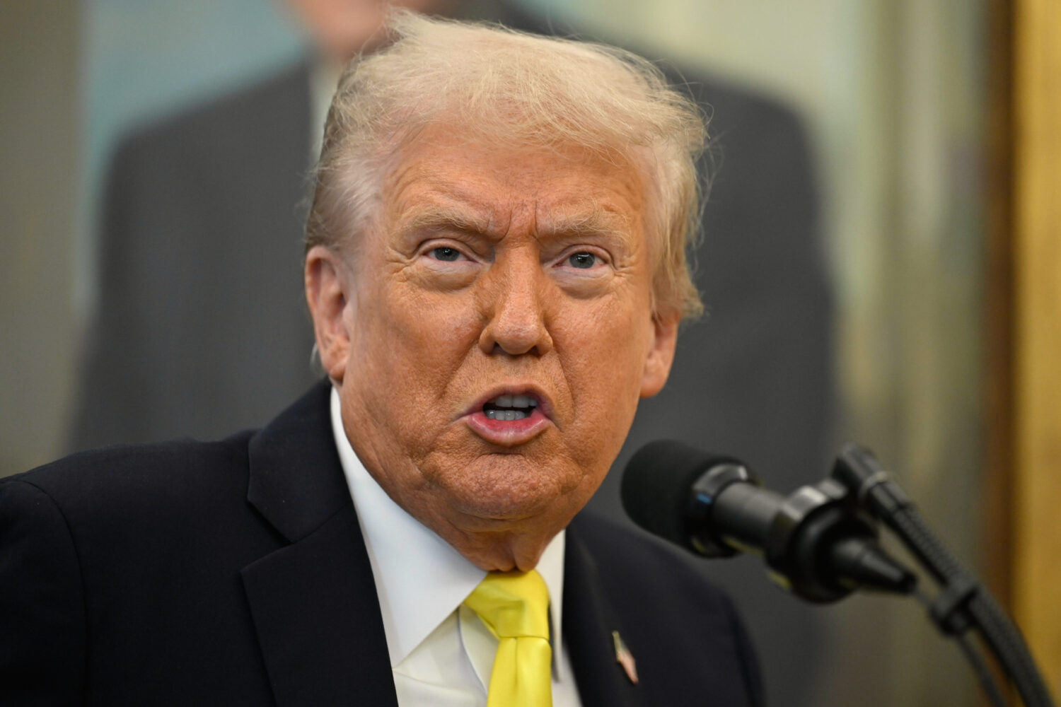 President Donald Trump speaks during an event in the Oval Office at the White House, Wednesday, Oct...