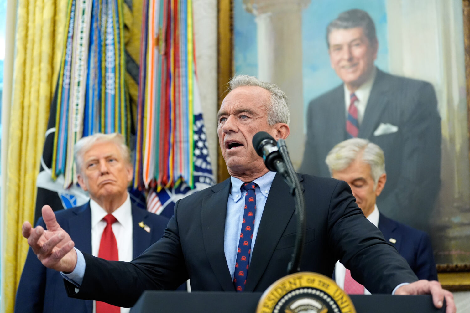 Secretary of Health and Human Services Robert F. Kennedy, Jr., speaks in the Oval Office of the Whi...