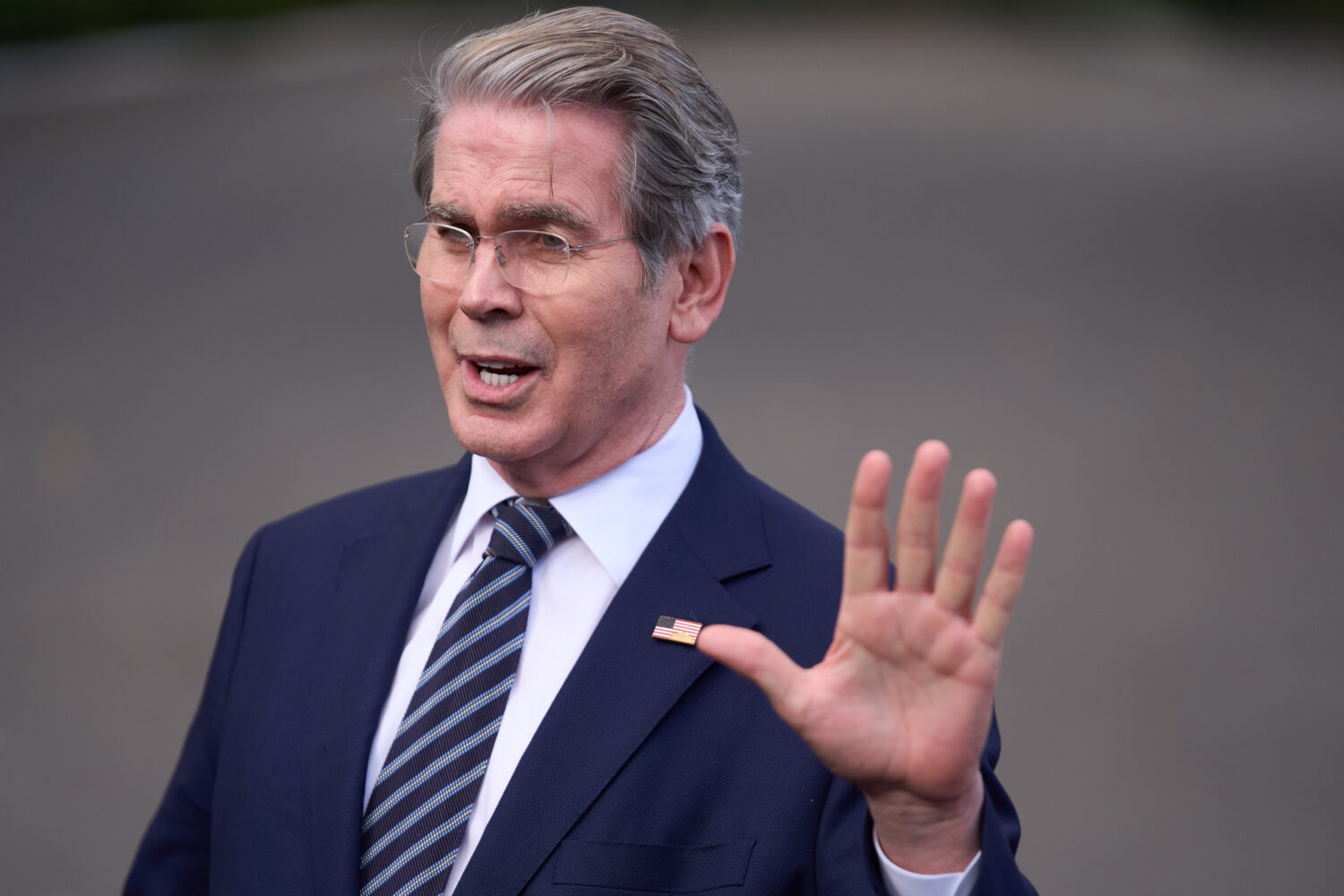 Treasury Secretary Scott Bessent speaks with reporters at the White House, Wednesday, Oct. 22, 2025...