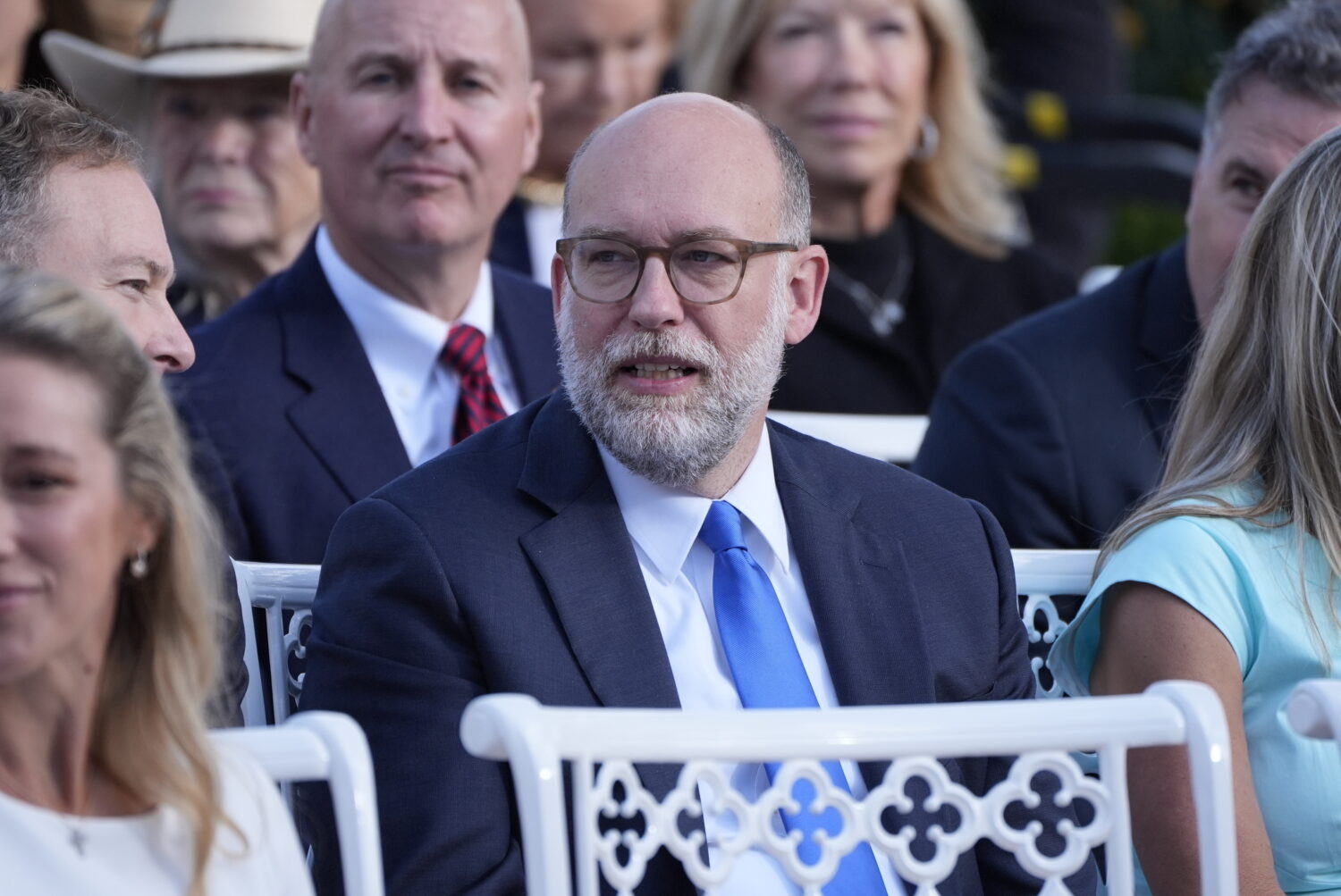 Russell Vought, Director of the Office of Management and Budget, attends a ceremony where President...