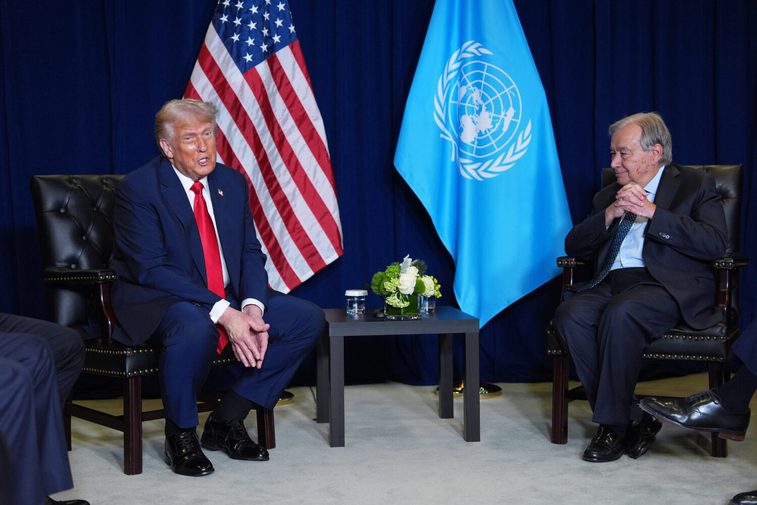 President Donald Trump meets with United Nations Secretary-General António Guterres during the Uni...