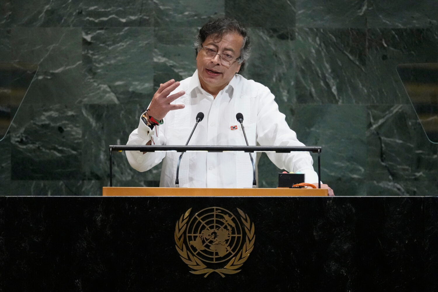 President of Colombia Gustavo Petro Urrego addresses the 80th session of the United Nations General...