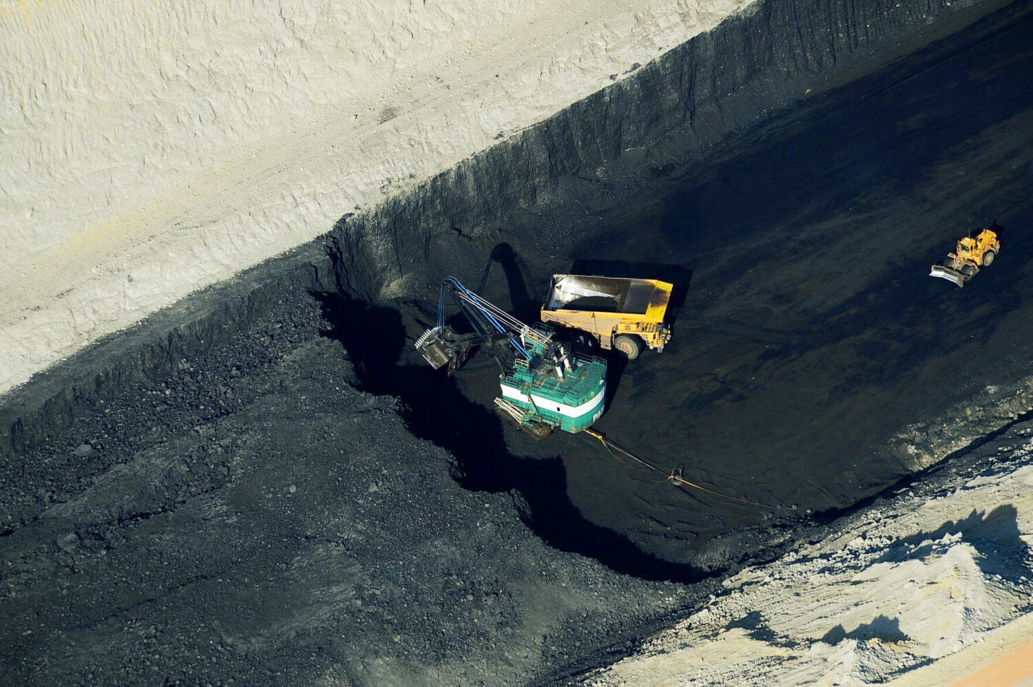 The Spring Creek coal mine is seen in an aerial photograph, taken May 28, 2013, near Decker, Mont. ...