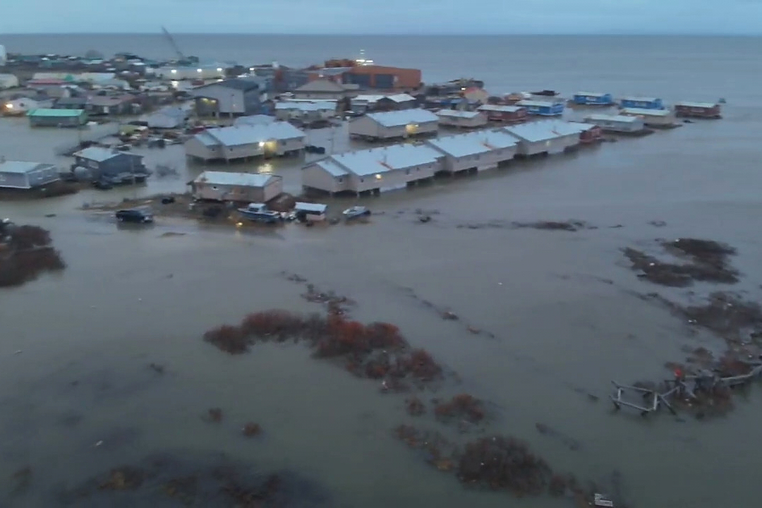 In this aerial photo provided by the Alaska Department of Transportation and Public Facilities, the...