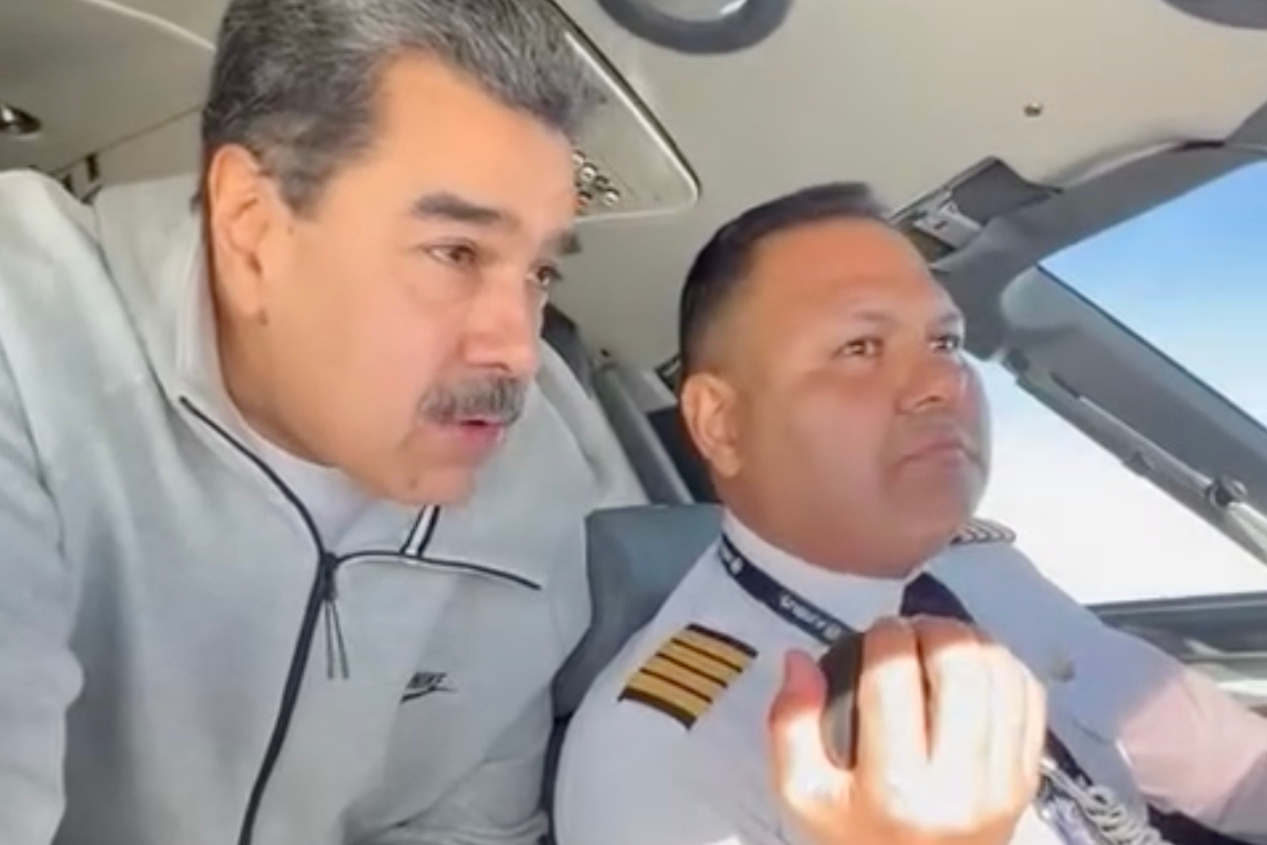 In this image made from a video posted on the Facebook account of Venezuelan President Nicolás Mad...