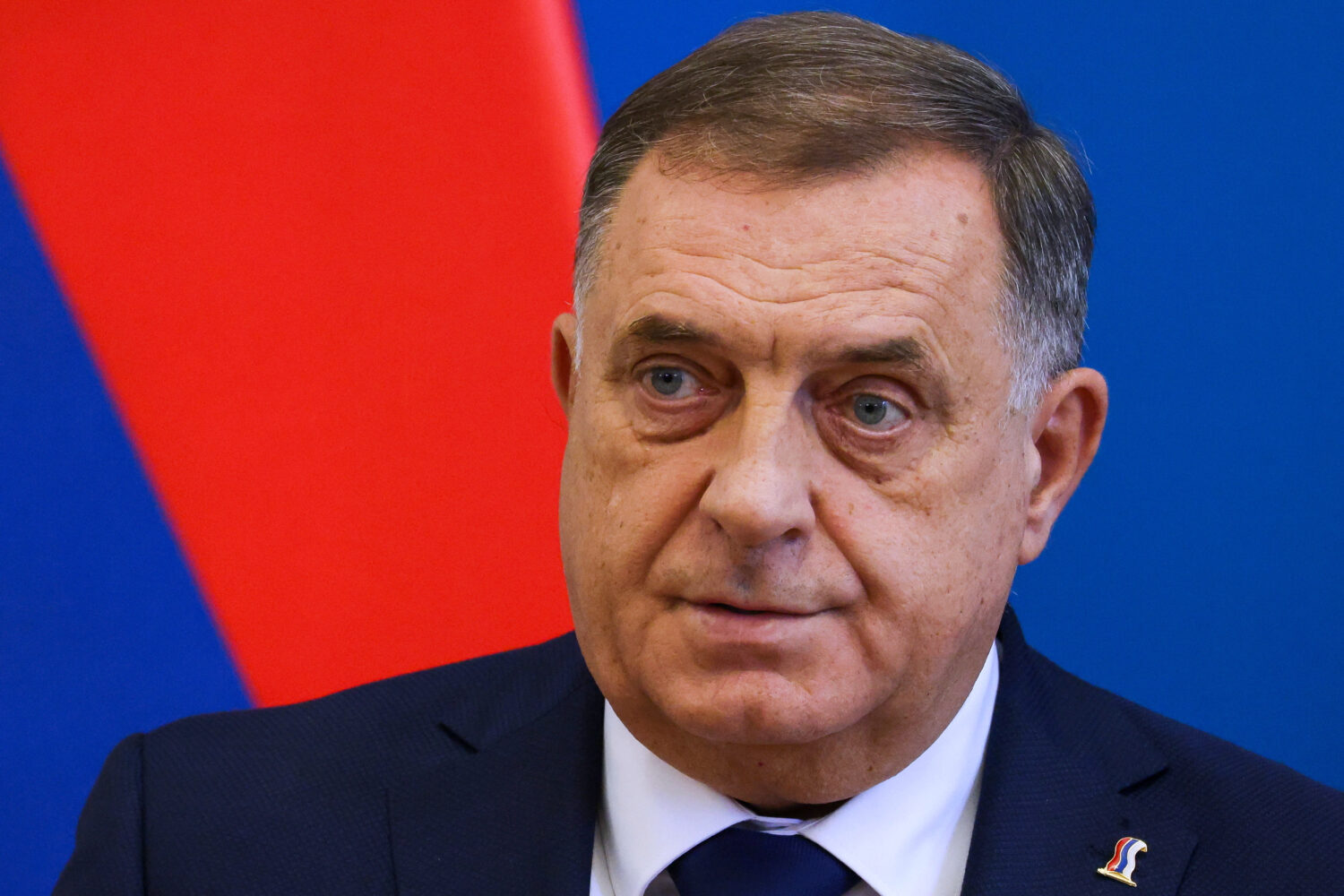 FILE - Bosnian Serb leader serving as the 8th President of the Republika Srpska, Milorad Dodik spea...