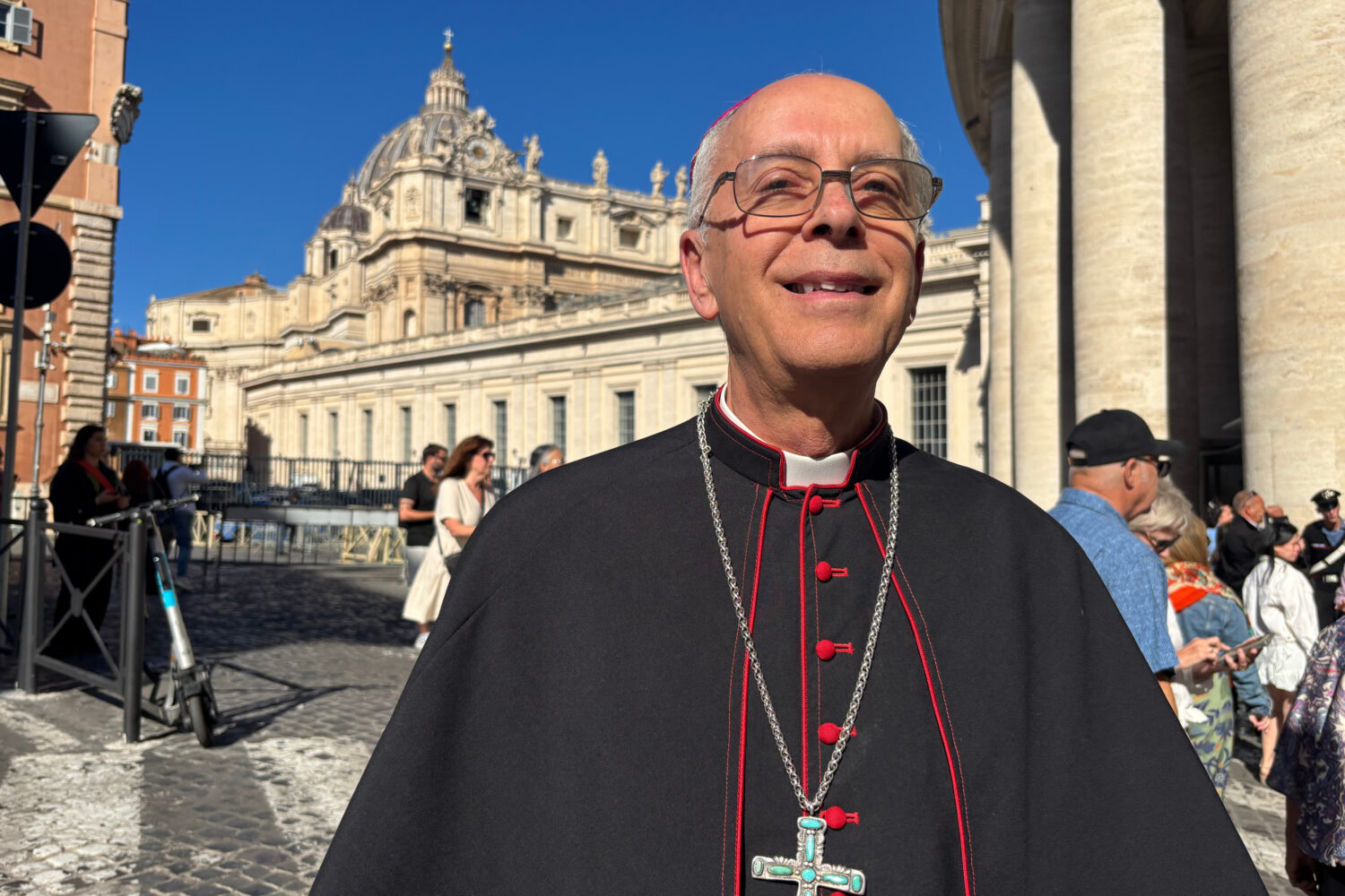 Bishop of El Paso Mark Joseph Seitz talks with the Associated Press about the situation at the US b...