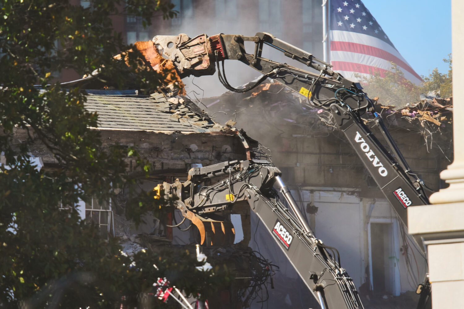 Work continues on the demolition of a part of the East Wing of the White House, Tuesday, Oct. 21, 2...