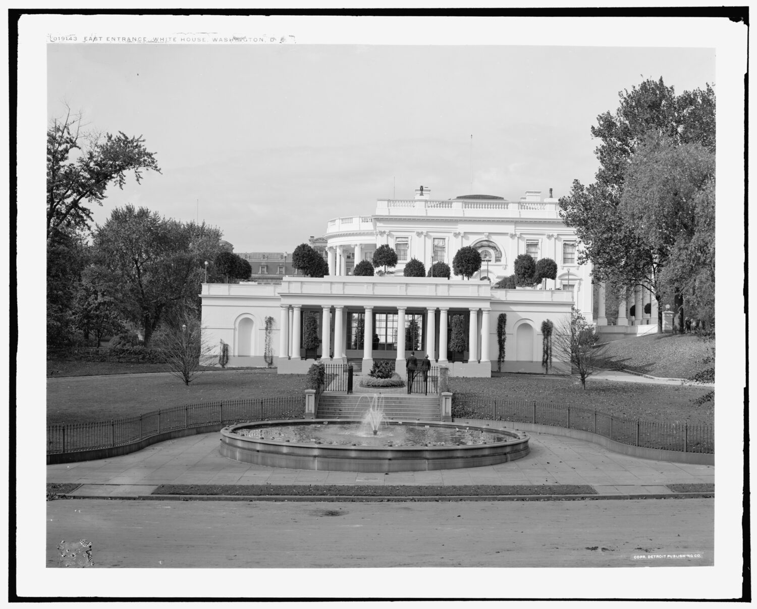 This photo provided by the U.S. Library of Congress shows the East entrance of the White House, Was...