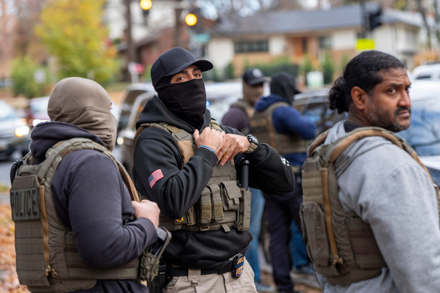 Federal law enforcement officers with Immigration and Customs Enforcement (ICE) and Enforcement and...