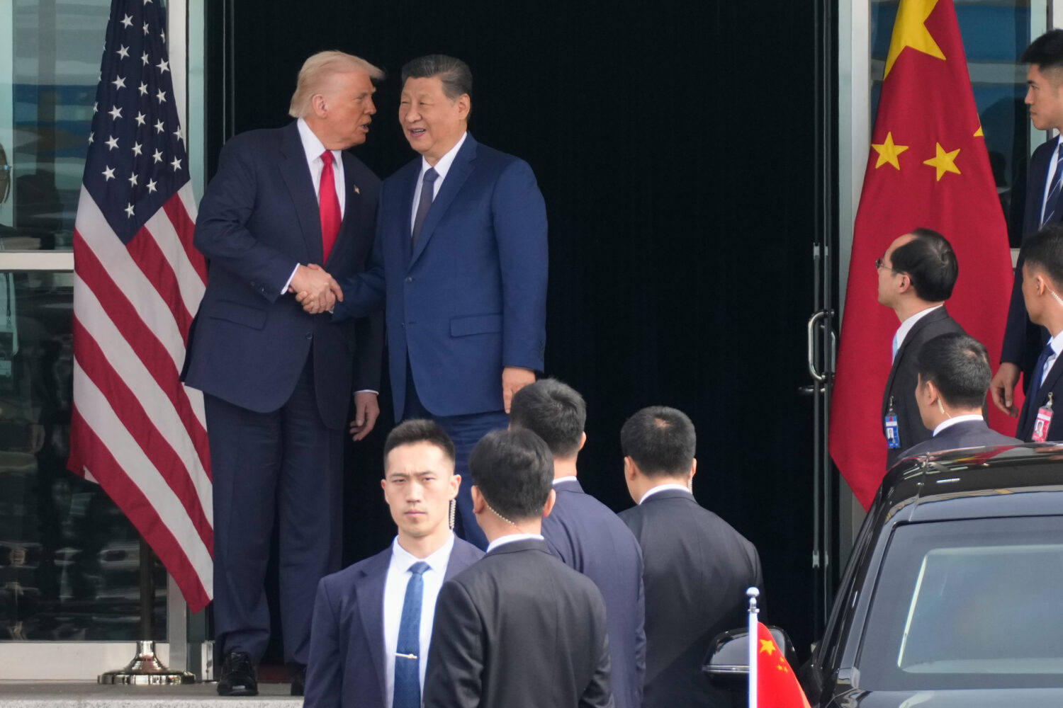 President Donald Trump left, and Chinese President Xi Jinping, shake hands before their U.S.-China ...