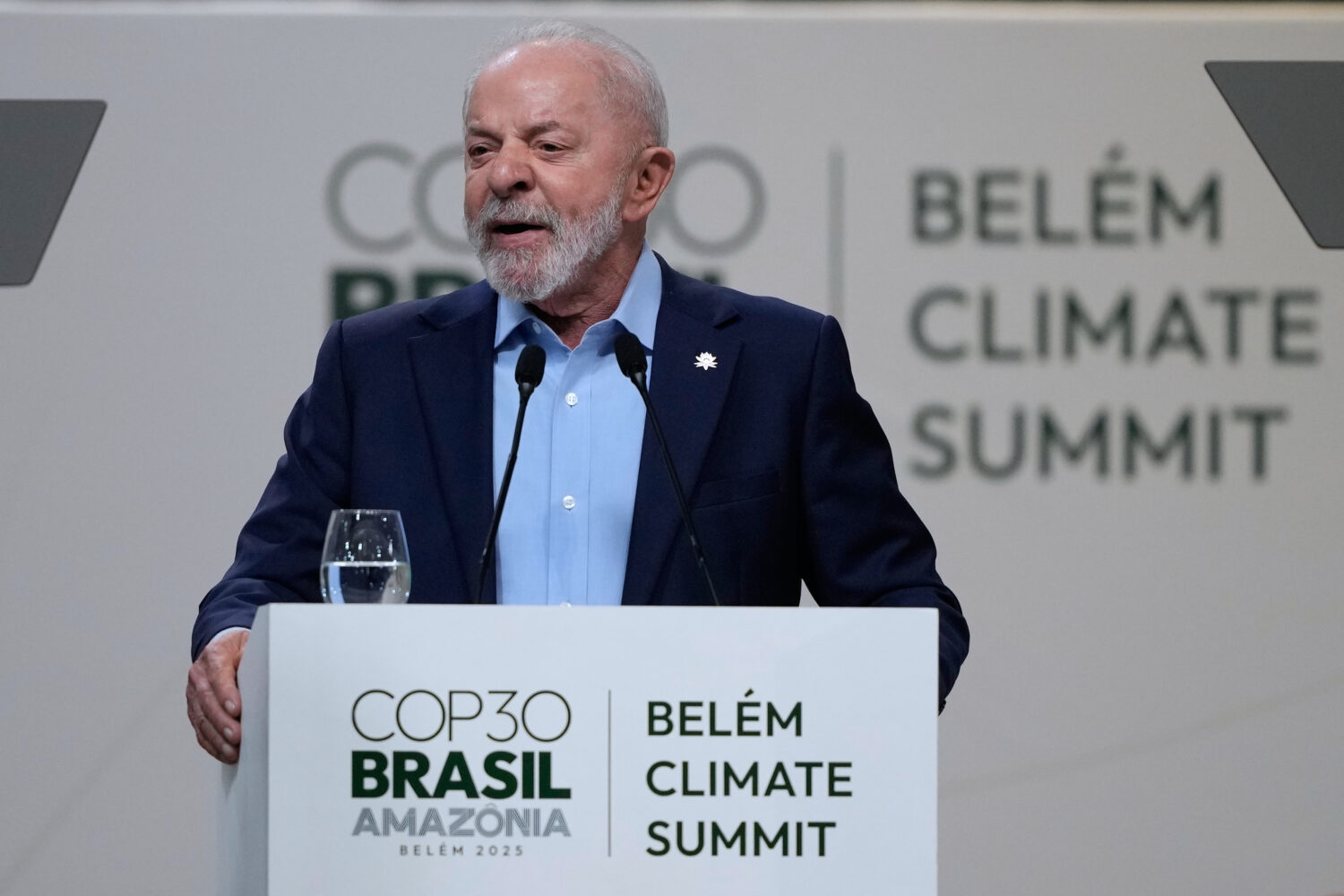 Brazilian President Luiz Inacio Lula da Silva addresses a plenary session of the COP30 U.N. Climate...