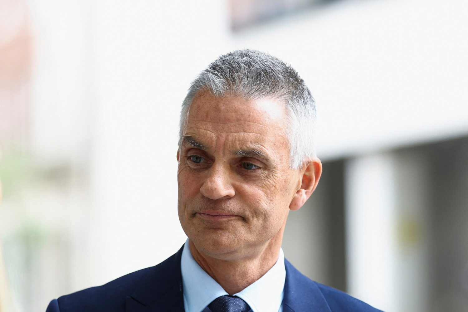 FILE - BBC Director-General Tim Davie is pictured at BBC World Service offices in London, Thursday,...