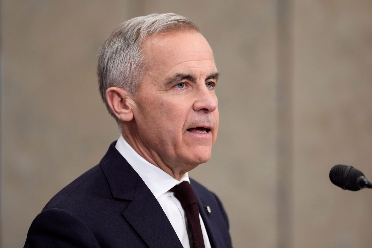 Canada's Prime Minister Mark Carney is seen during an news conference in Ottawa, Ontario, Wednesday...
