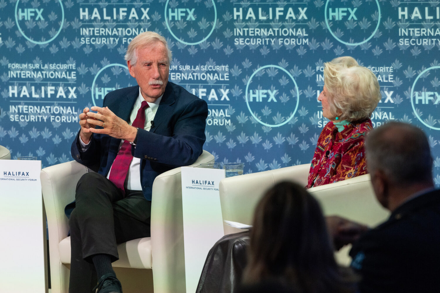 Senator Angus King, of Maine and moderator congresswoman Jane Harman, Commission on the National De...