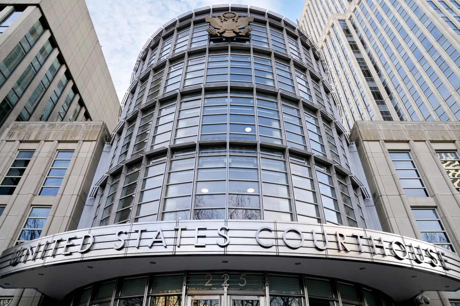 FILE - The seal of the United States is displayed on the facade of Federal court in Brooklyn, Jan. ...