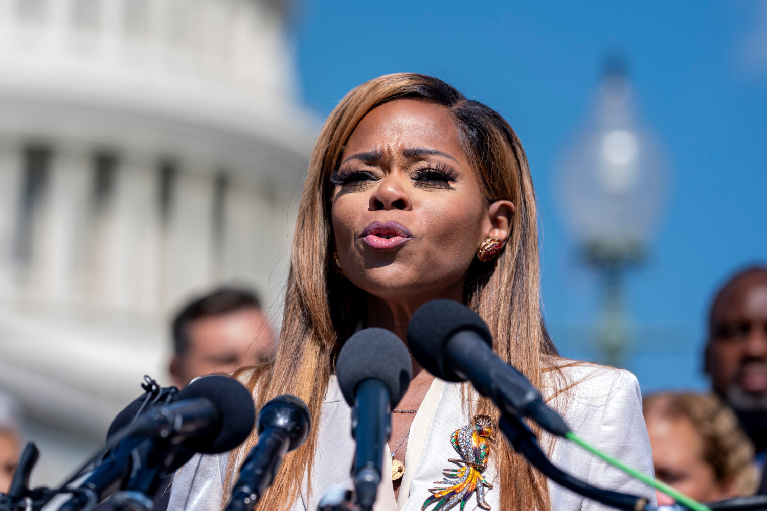 FILE - Rep. Sheila Cherfilus-McCormick, D-Fla., condemns hate speech and misinformation about Haiti...