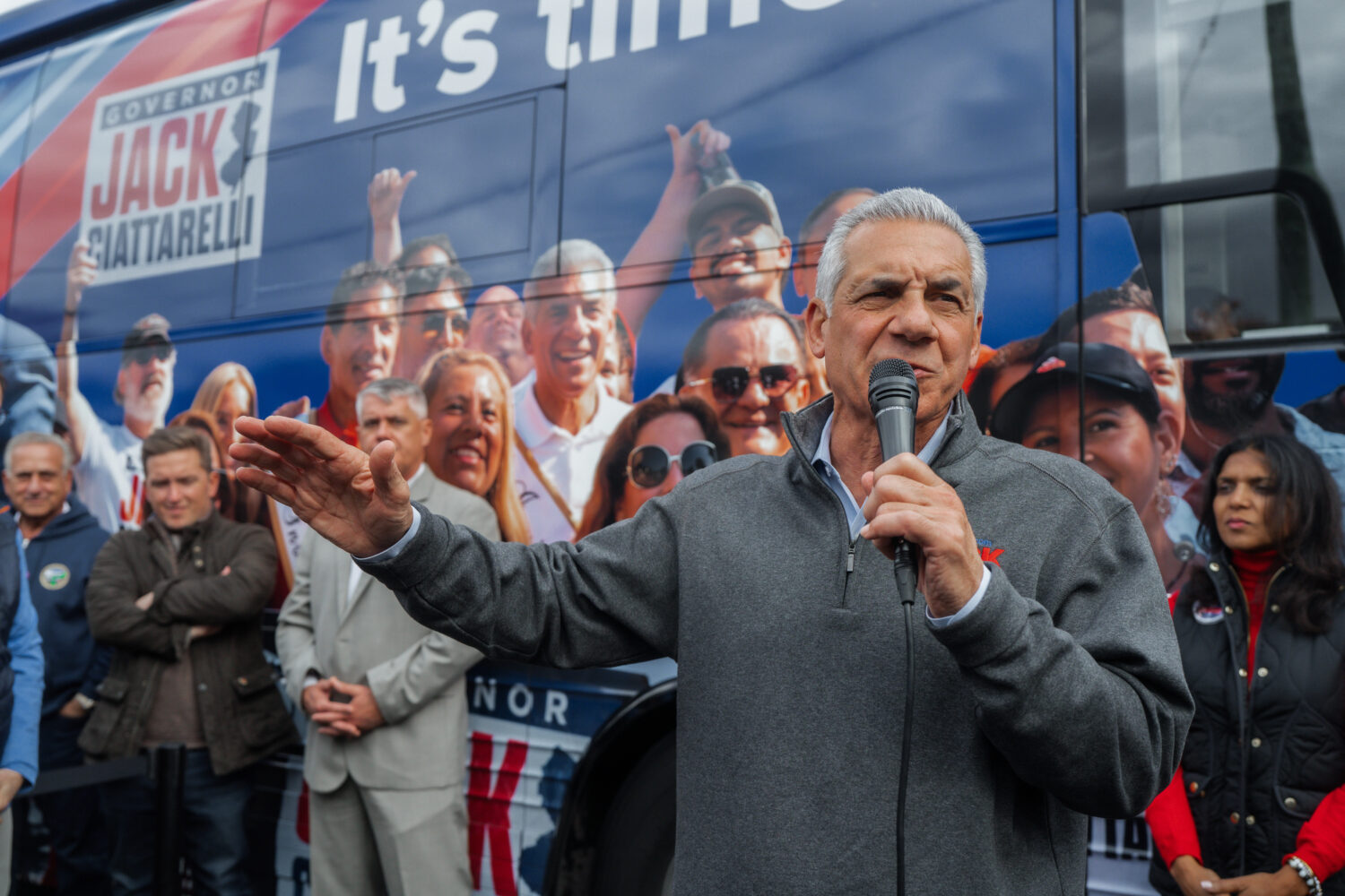 New Jersey gubernatorial candidate Jack Ciattarelli speaks during a campaign rally on Saturday, Nov...