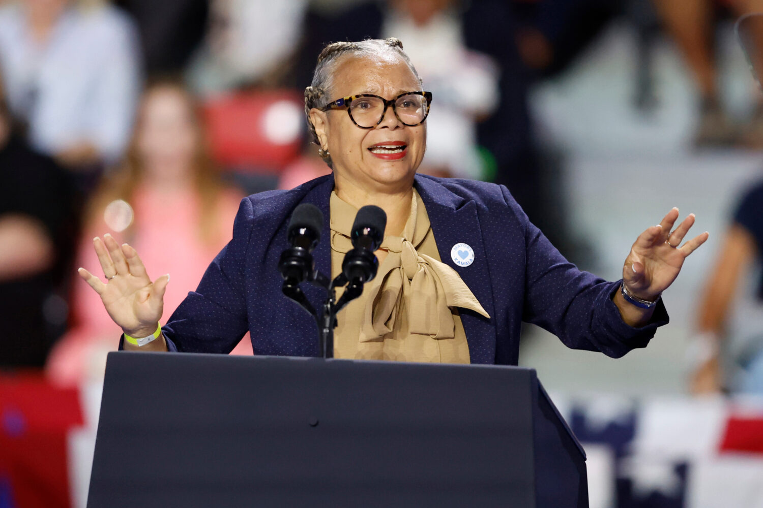 FILE - Charlotte, N.C., Mayor Vi Lyles speaks during a campaign event for Democratic presidential n...