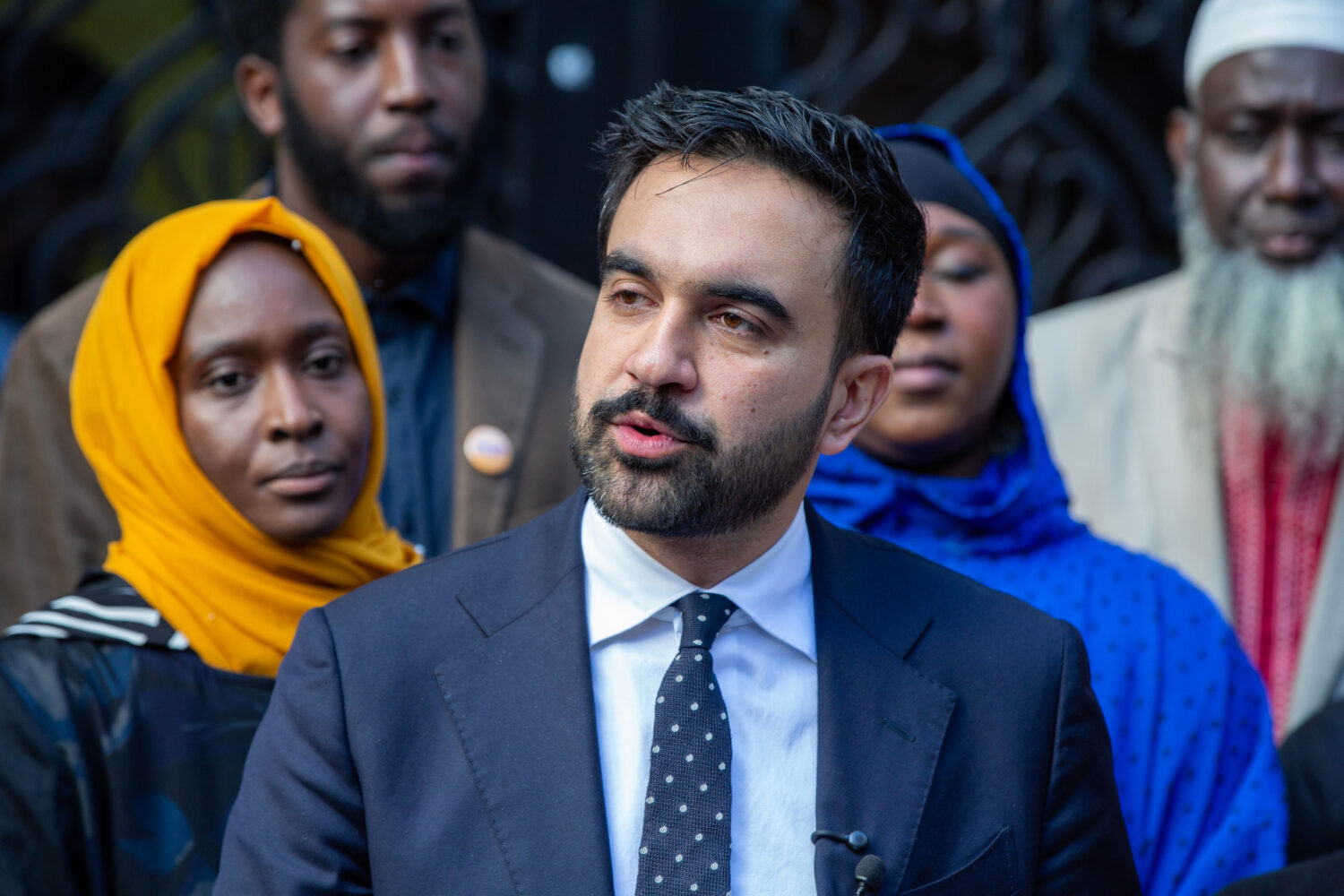 New York City Democratic mayoral candidate Zohran Mamdani speaks at the Islamic Cultural Center of ...