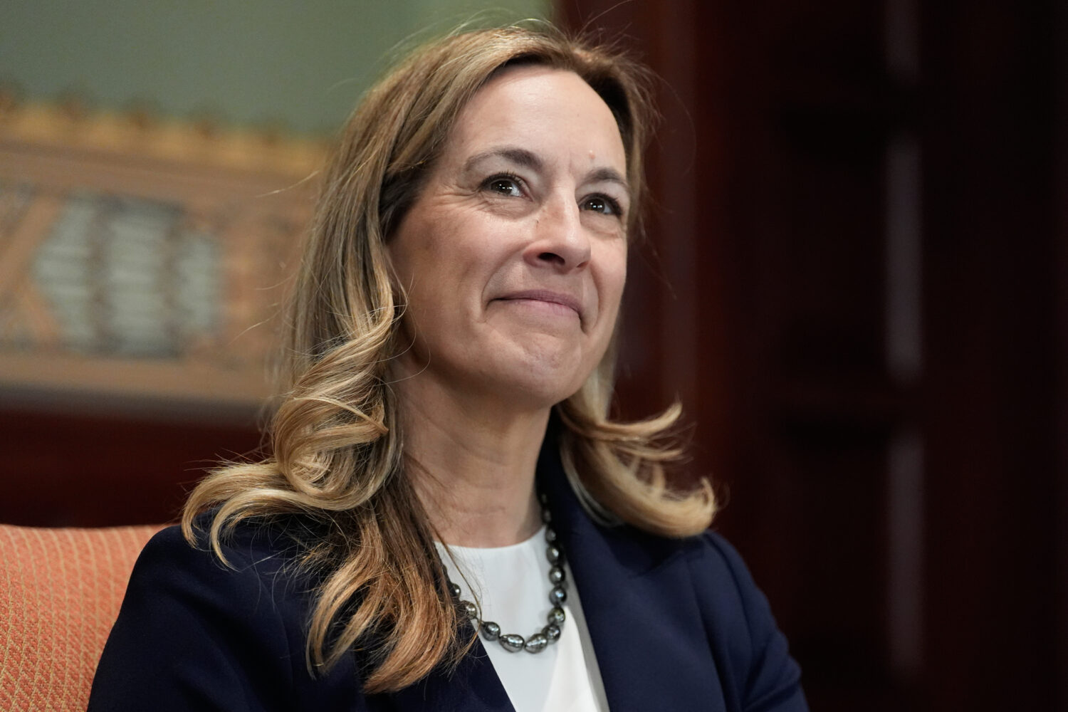 New Jersey governor-elect Mikie Sherrill attends a photo opportunity in the governor's office in Tr...