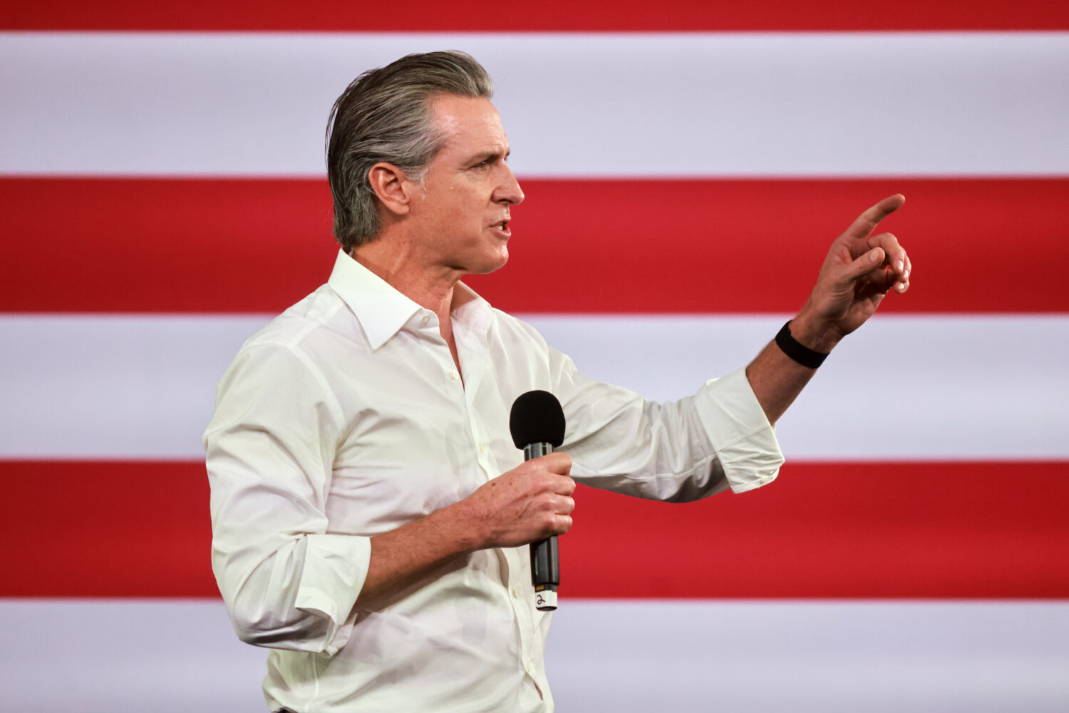 FILE - Gov. Gavin Newsom speaks during a campaign event on Proposition 50, Nov. 1, 2025, in Los Ang...