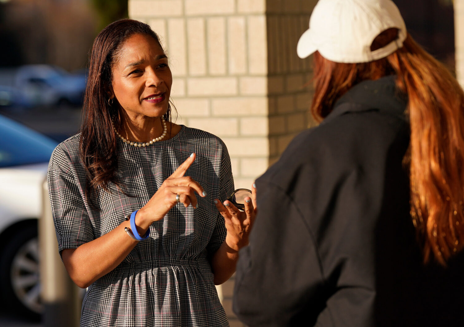 Virginia House of Delegates, Del.-elect, Nicole Cole, left, speaks with constituent Kaitlyn Sapp, a...