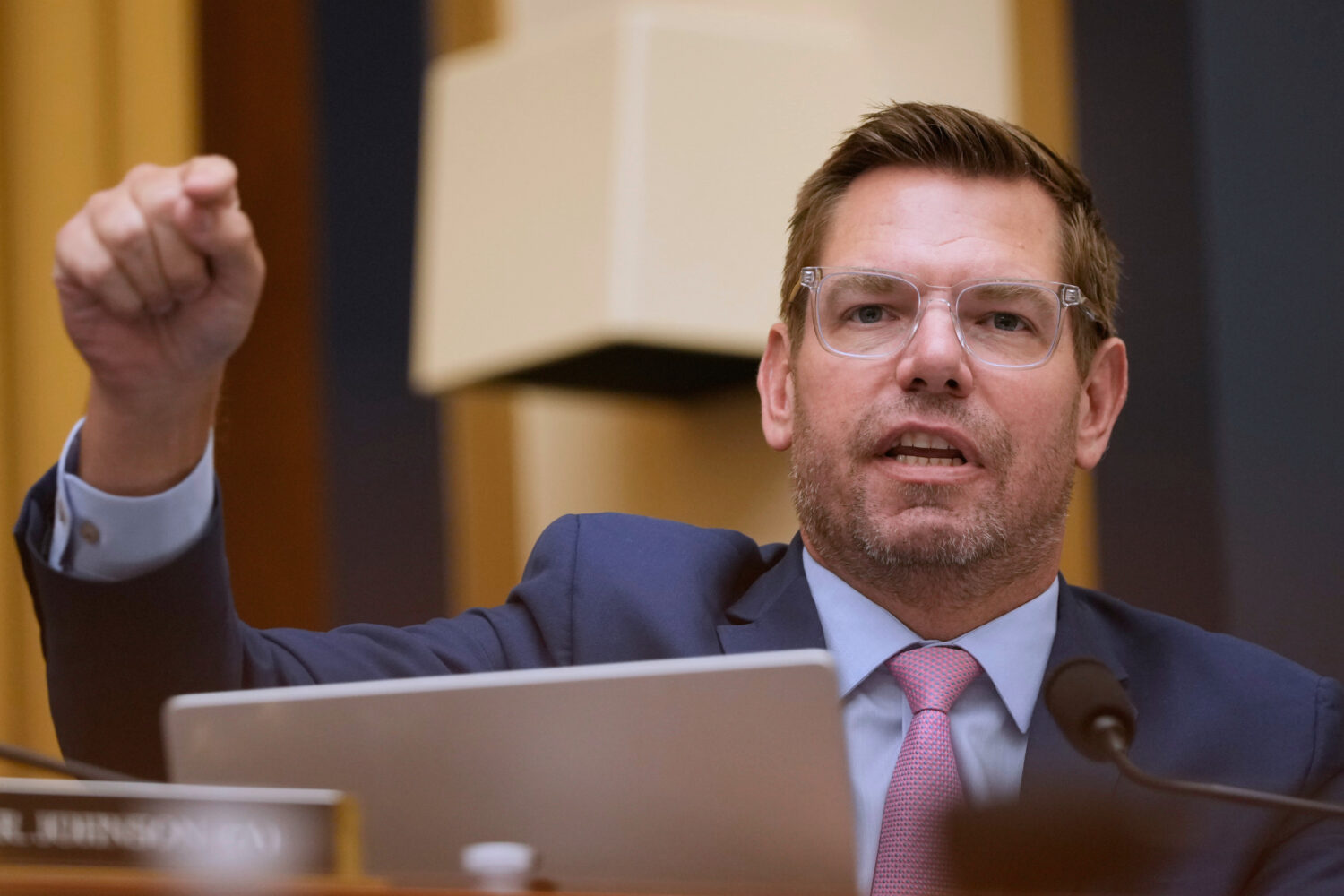 FILE - Rep. Eric Swalwell, D-Calif., speaks during a House Judiciary Committee, on Capitol Hill in ...