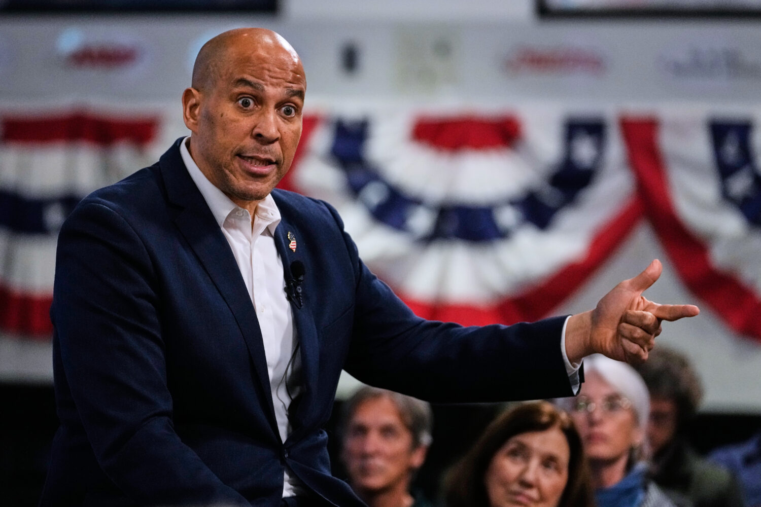 FILE - Sen. Cory Booker, D-N.J., addresses a gathering Nov. 14, 2025, in Manchester, N.H. (AP Photo...