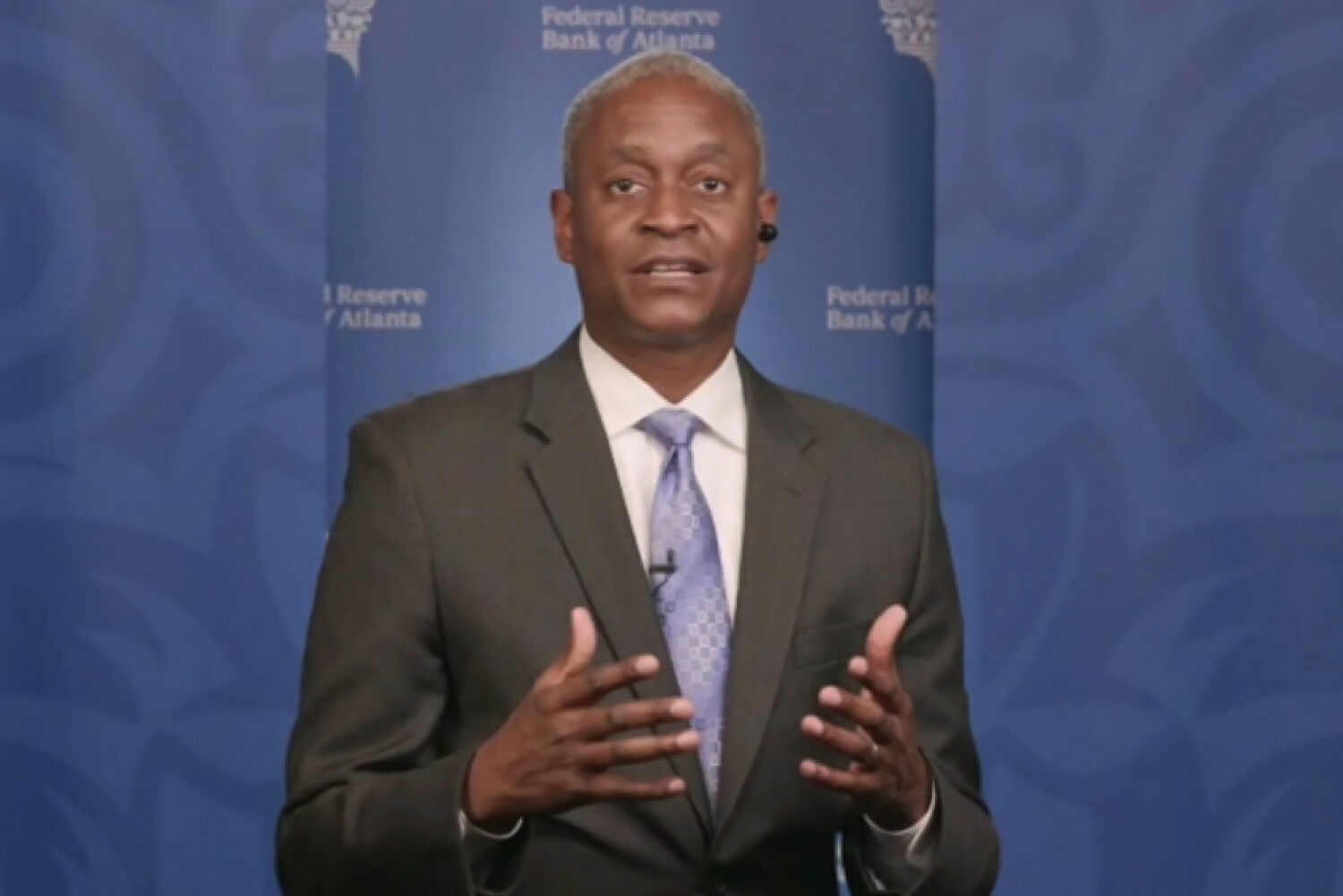 FILE - In this image taken from video, Atlanta Federal Reserve Bank President Raphael Bostic speaks...