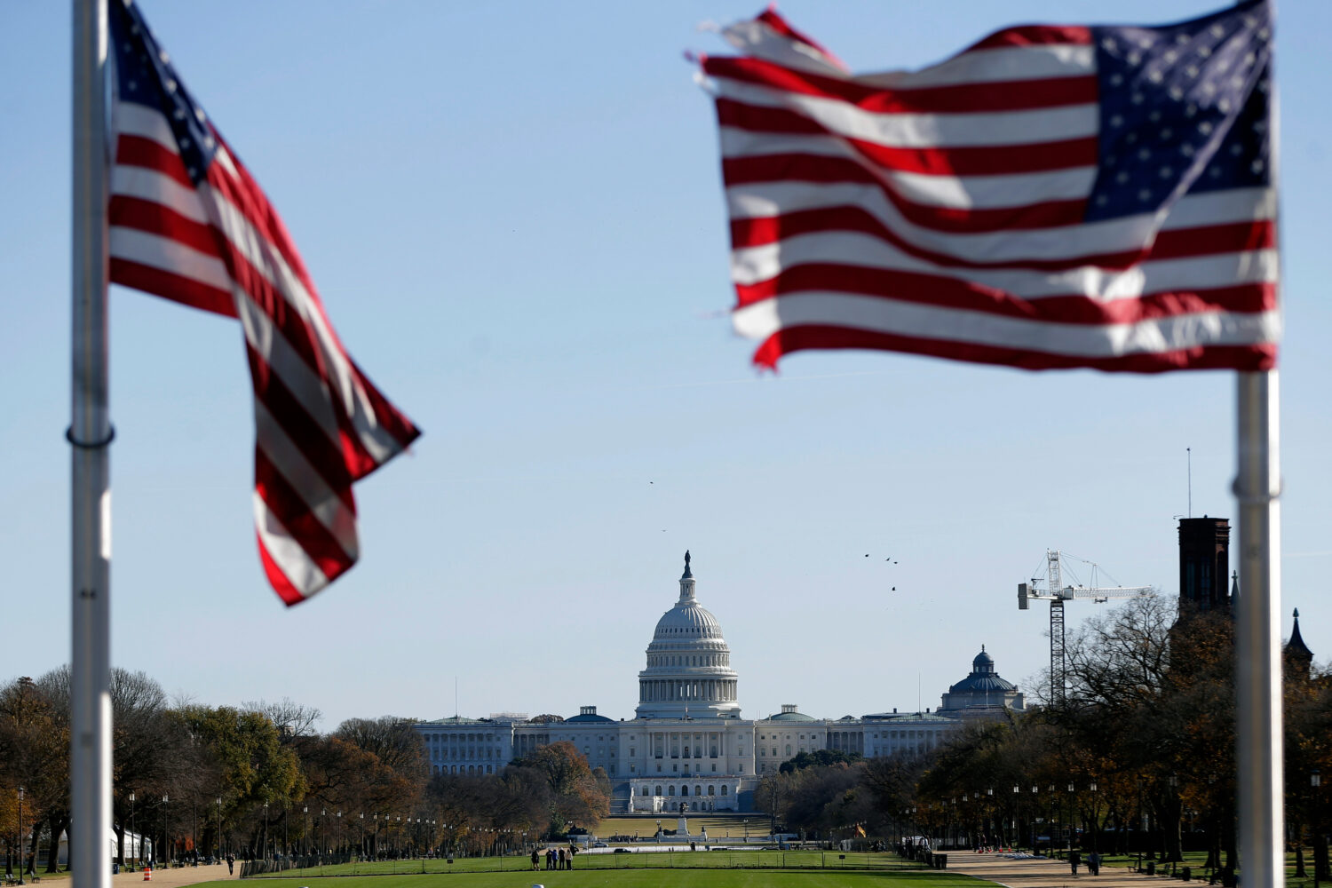 The U.S. Capitol is pictured from the base of the Washington Monument, Thursday, Nov. 13, 2025, in ...