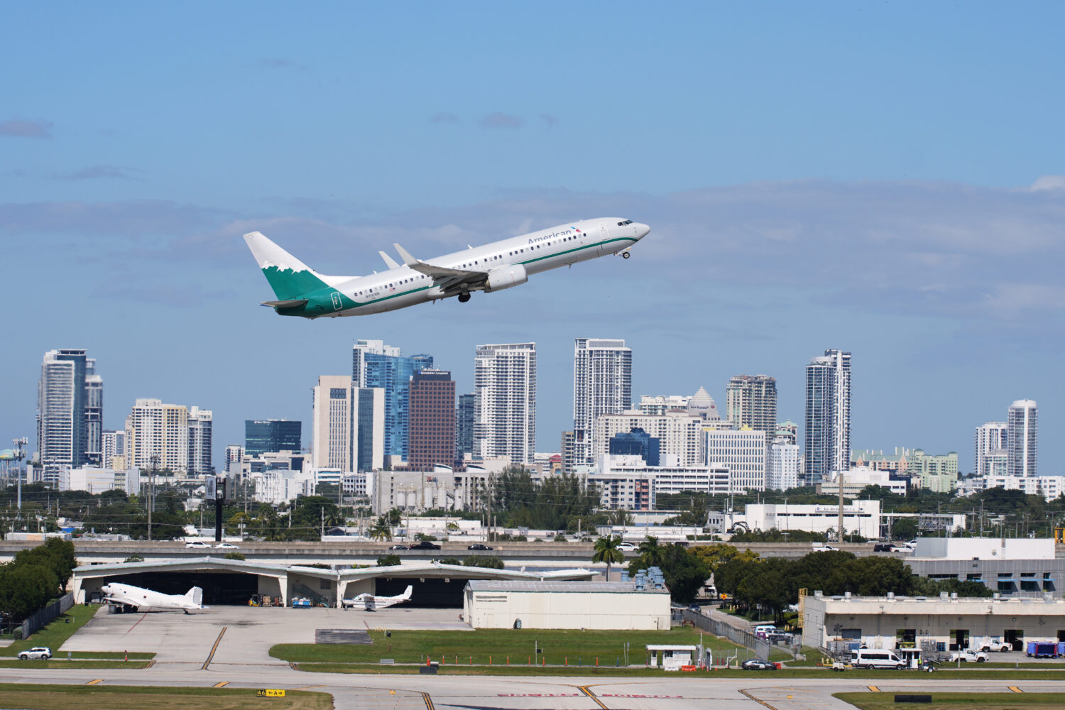 FILE - An American Airlines aircraft takes off from Fort Lauderdale-Hollywood International Airport...