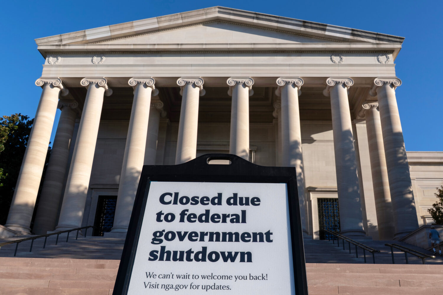 FILE - A sign that reads "Closed due to federal government shutdown," is seen outside of the Nation...