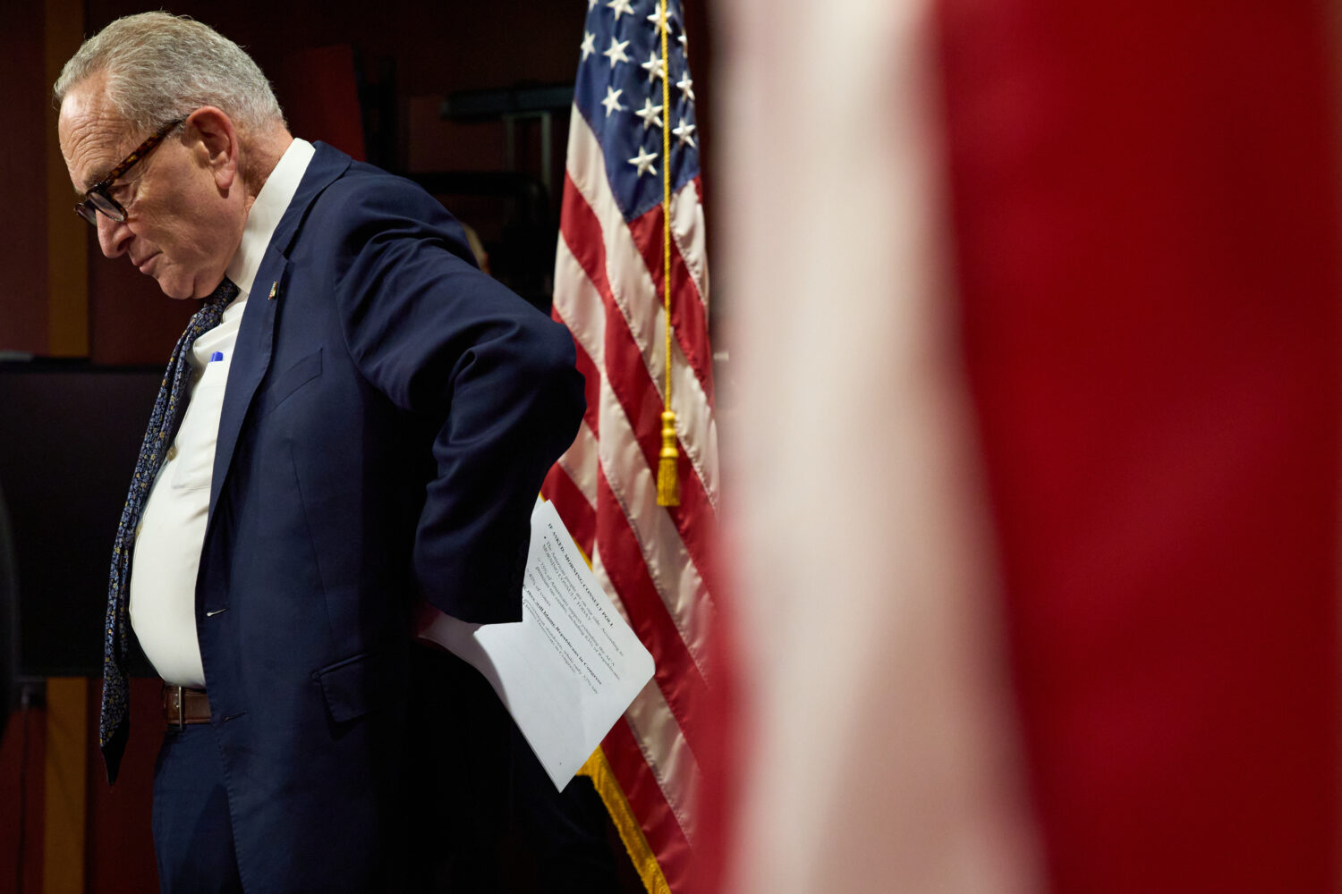FILE - Senate Minority Leader Chuck Schumer, D-N.Y., attends a news conference about the government...