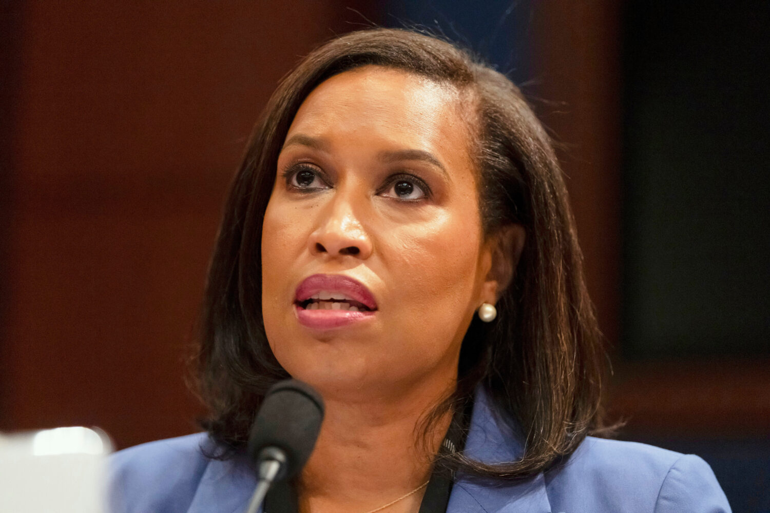 FILE - District of Columbia Mayor Muriel Bowser speaks during a hearing on Capitol Hill, Sept. 18, ...