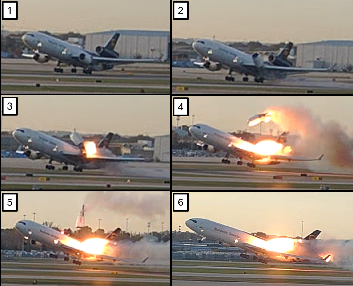 This combination photo provided by the National Transportation Safety Board (NTSB) via UPS shows a ...