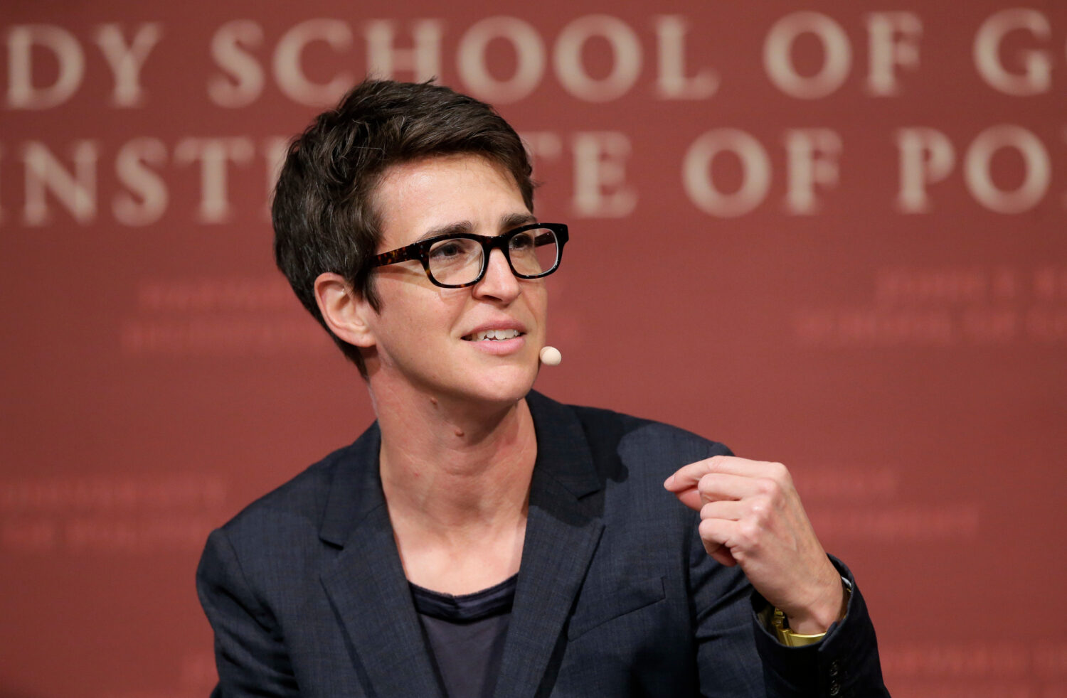FILE - MSNBC television anchor Rachel Maddow, host of the Rachel Maddow Show, moderates a panel Oct...