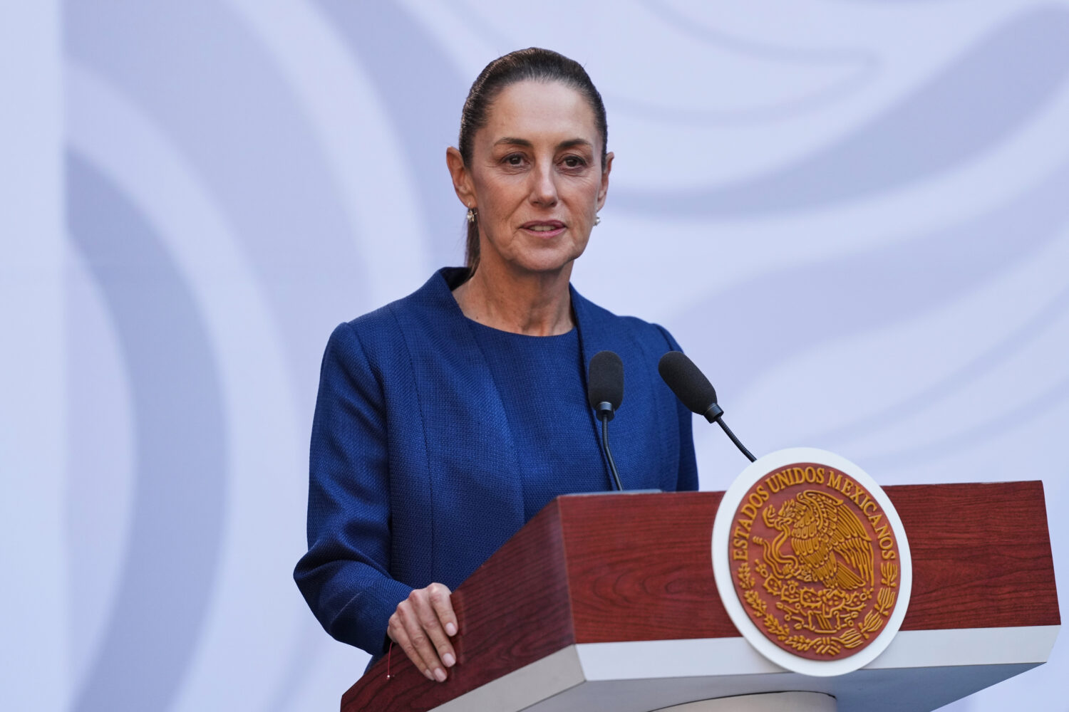 Mexican President Claudia Sheinbaum present a new security strategy against violence for Michoacan ...