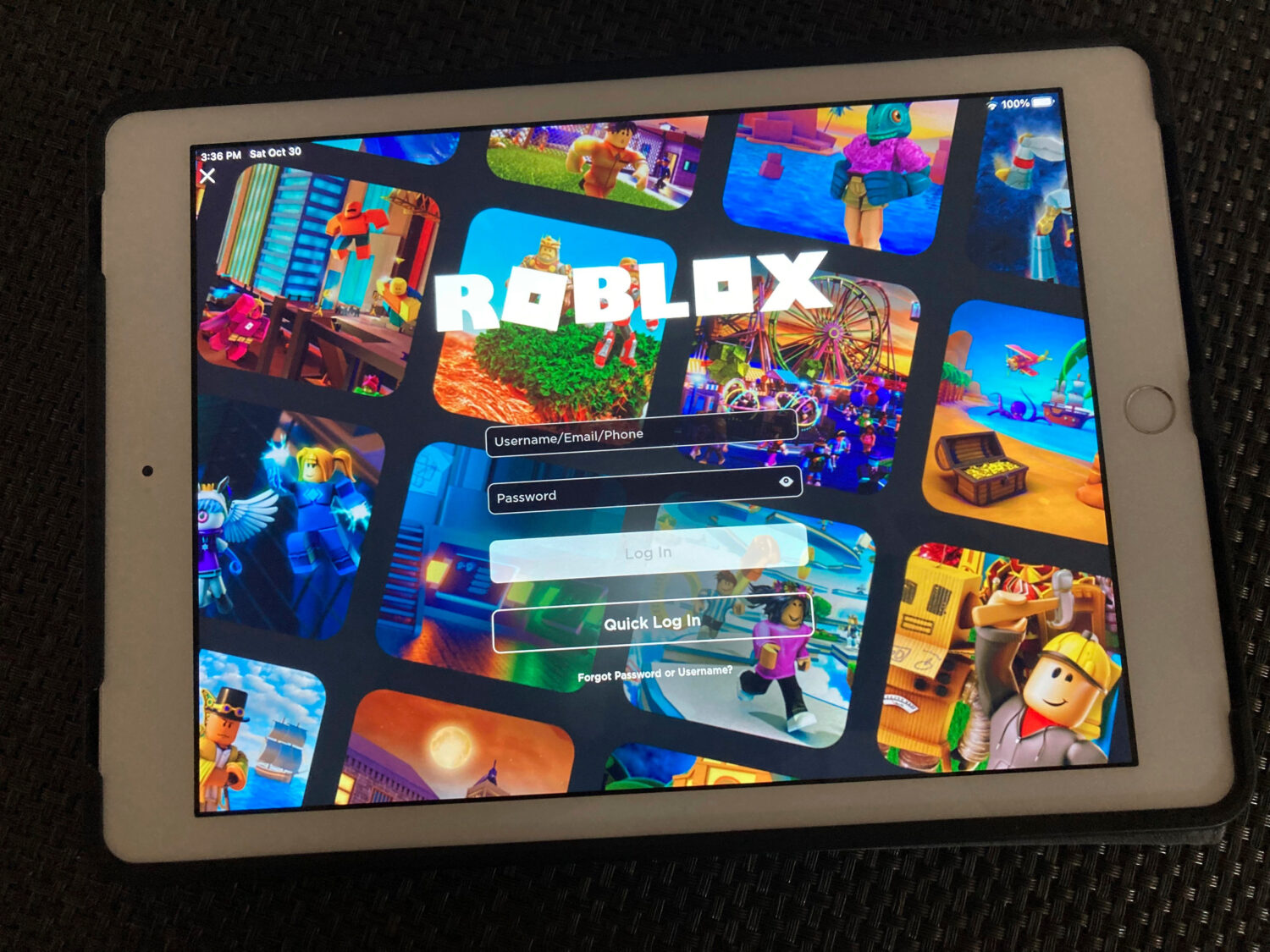 FILE - The gaming platform Roblox is displayed on a tablet, Oct. 30, 2021, in New York. (AP Photo/L...