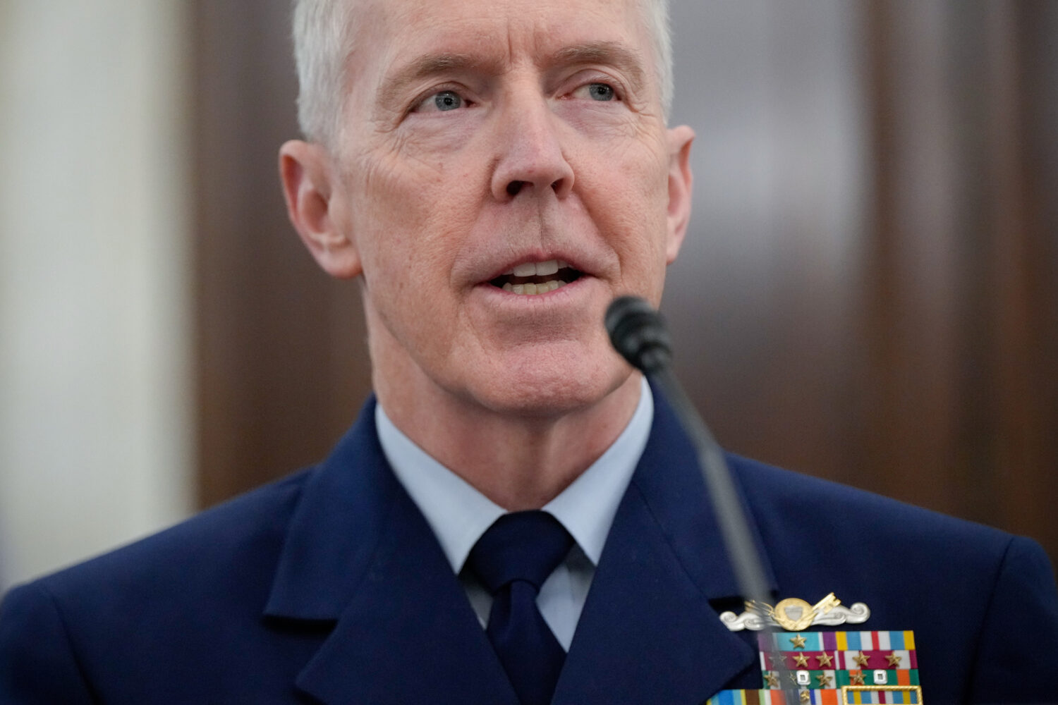 Adm. Kevin Lunday, acting commandant of the U.S. Coast Guard, speaks during a Senate Commerce, Scie...