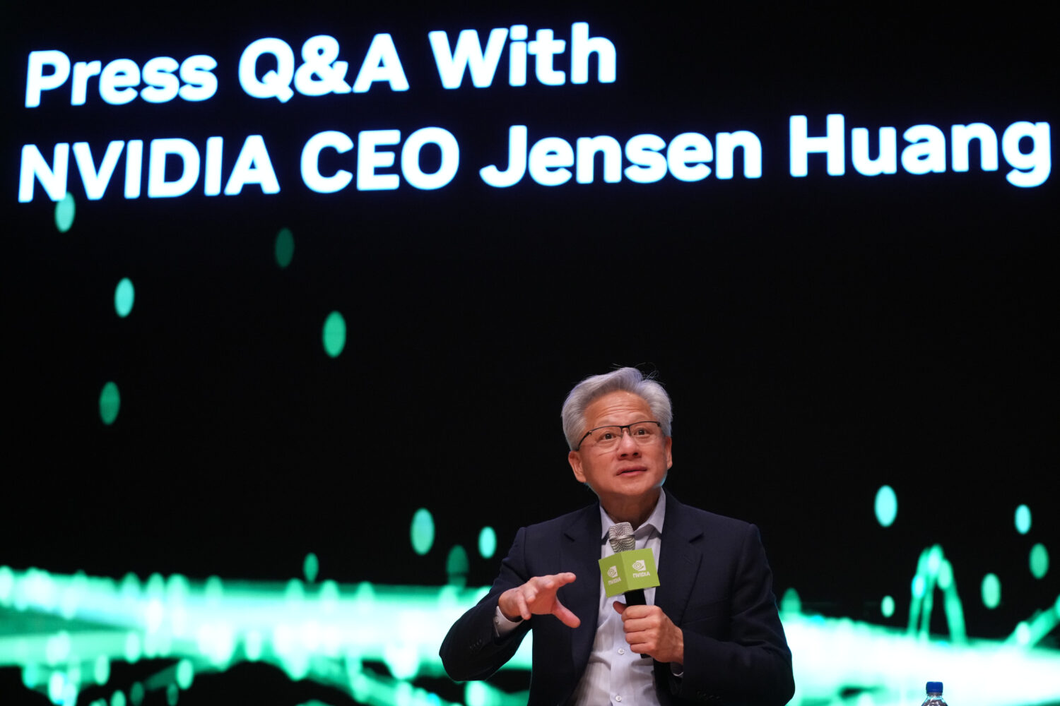 Nvidia CEO Jensen Huang speaks during a press conference at the Asia-Pacific Economic Cooperation (...
