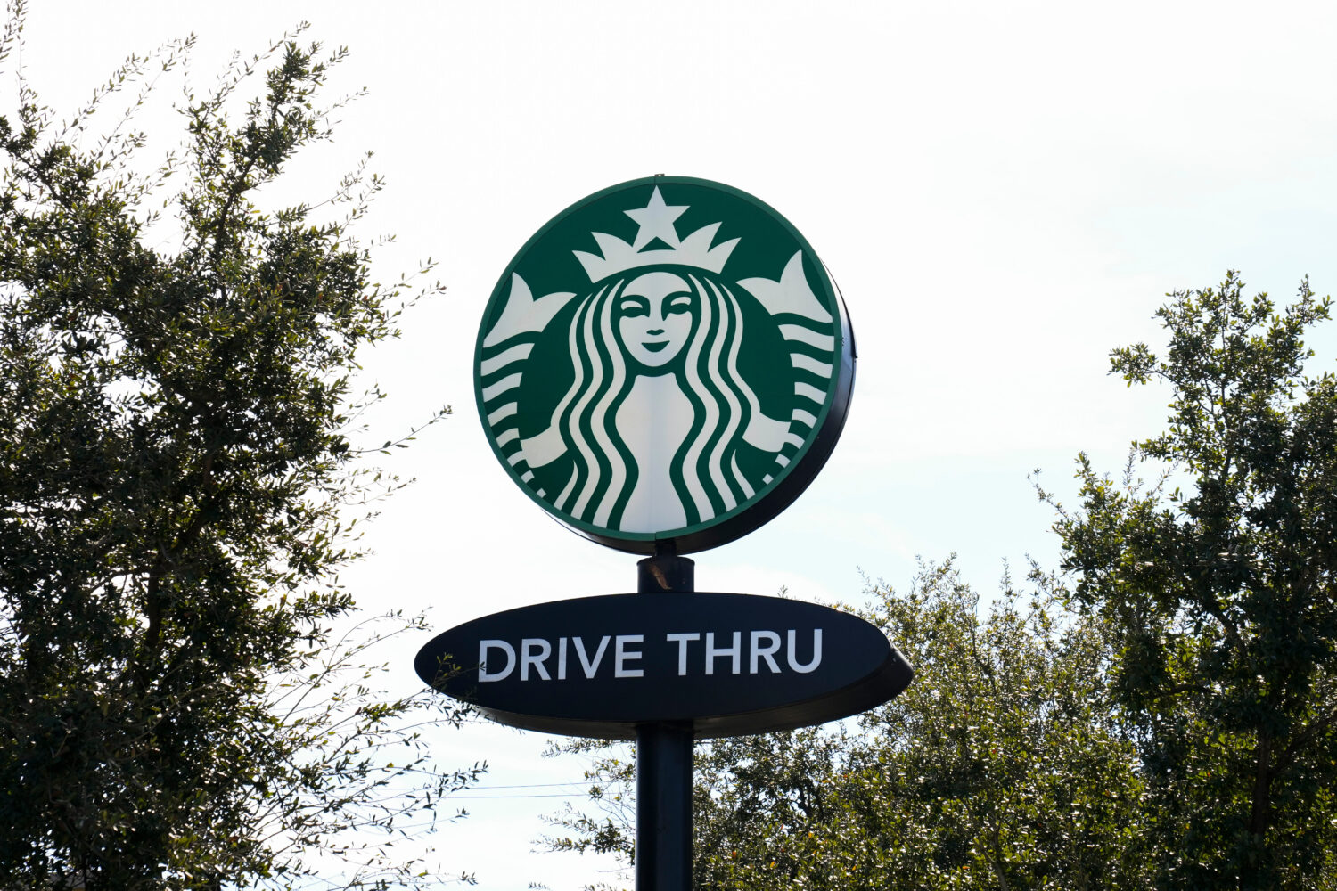 FILE - A Starbucks sign is seen on, Jan. 16, 2025, in Houston. (AP Photo/Ashley Landis, File)Credit...